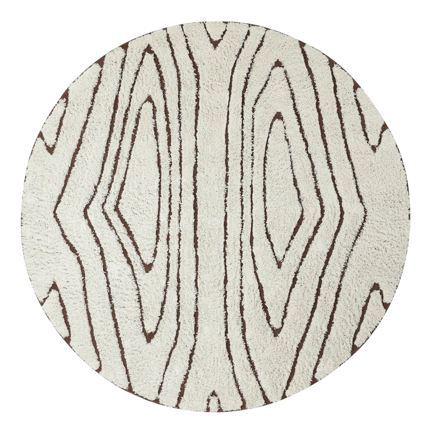 Kerek szőnyeg - Kindon Natural Cotton Shaggy (törtfehér/barna)