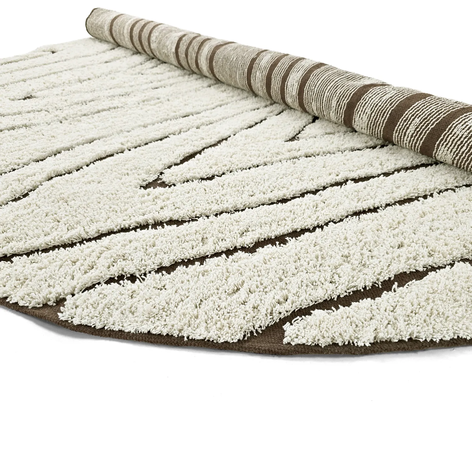 Kerek szőnyeg - Kindon Natural Cotton Shaggy (törtfehér/barna)