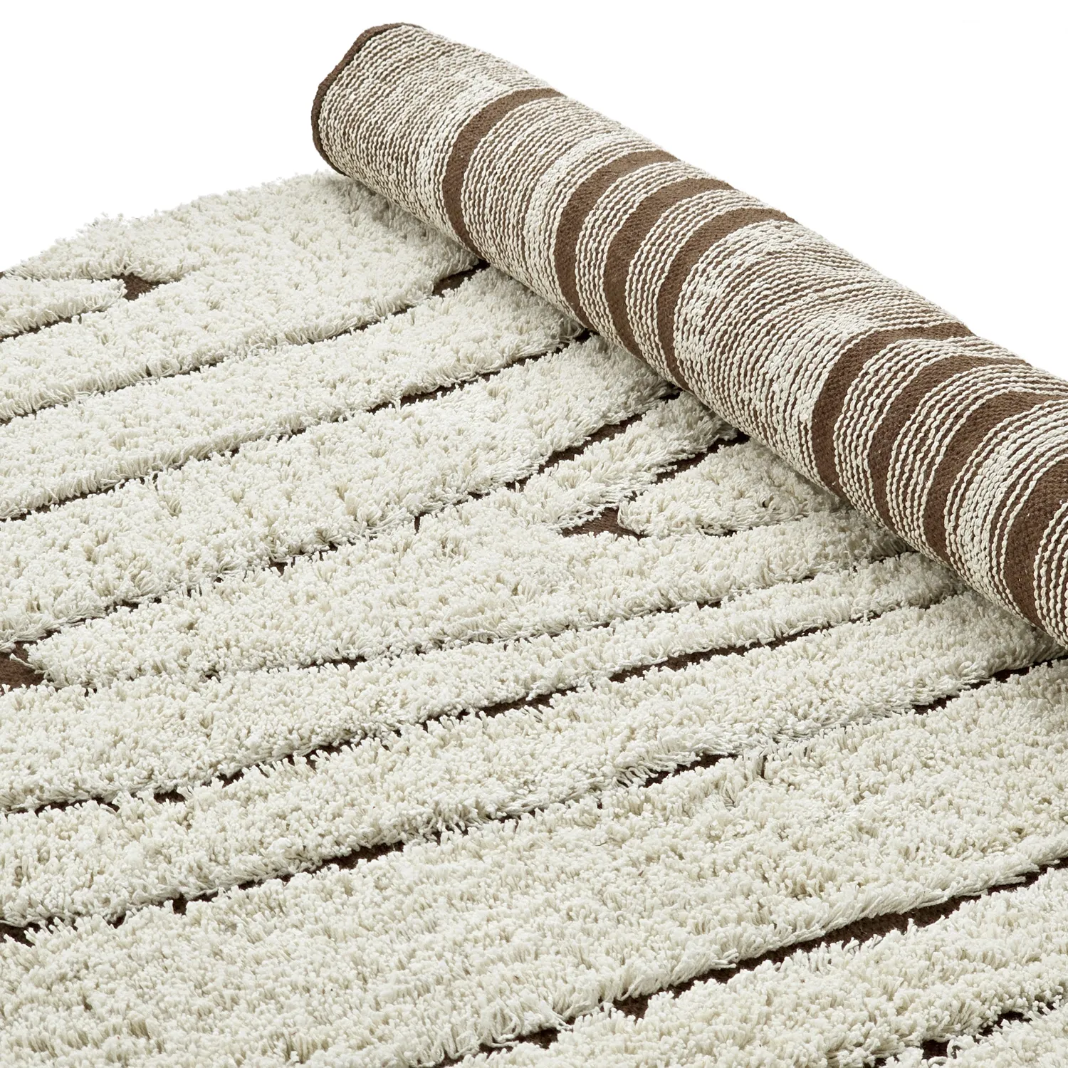 Kerek szőnyeg - Kindon Natural Cotton Shaggy (törtfehér/barna)