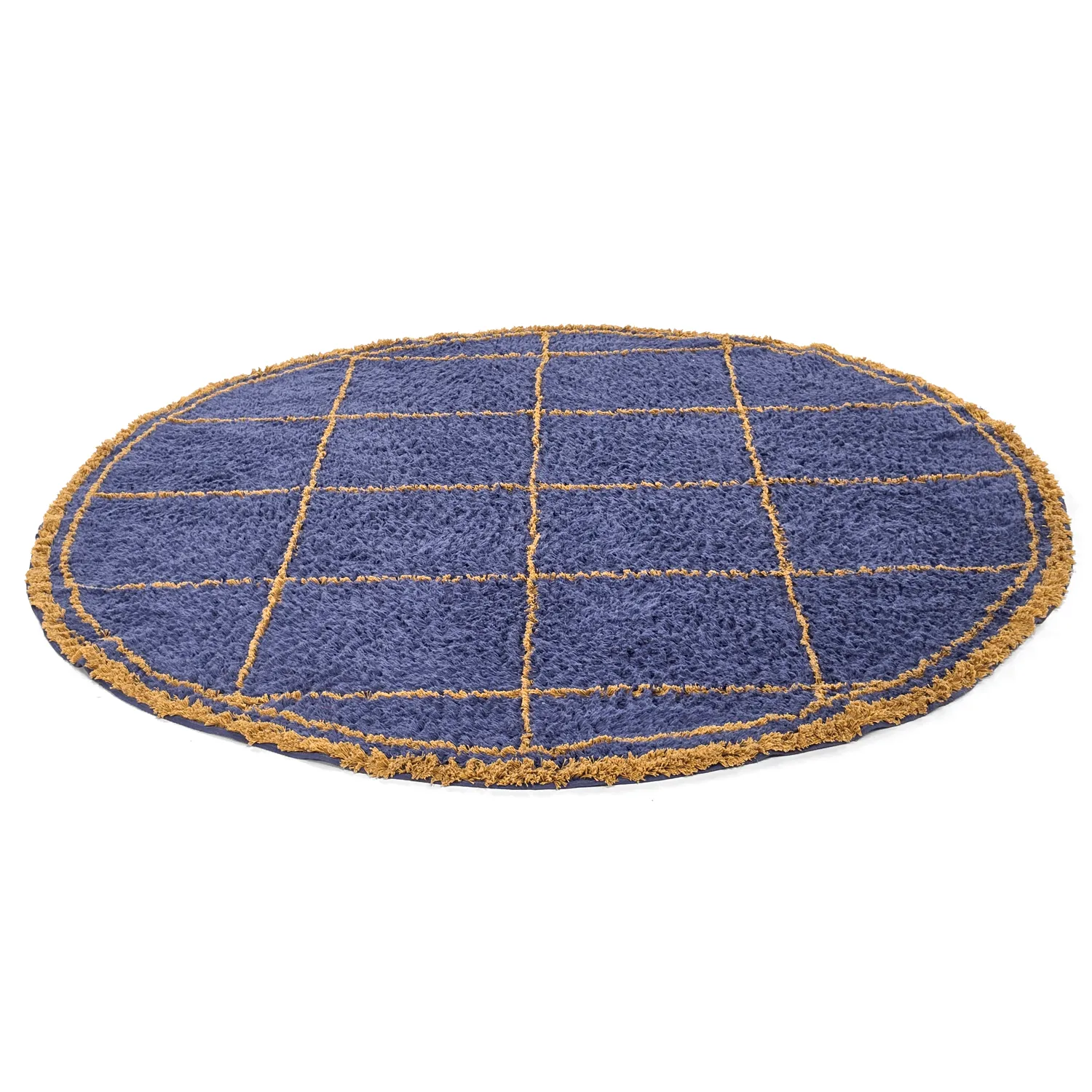 Kerek szőnyeg - Lana Natural Cotton Shaggy (kék/sárga)