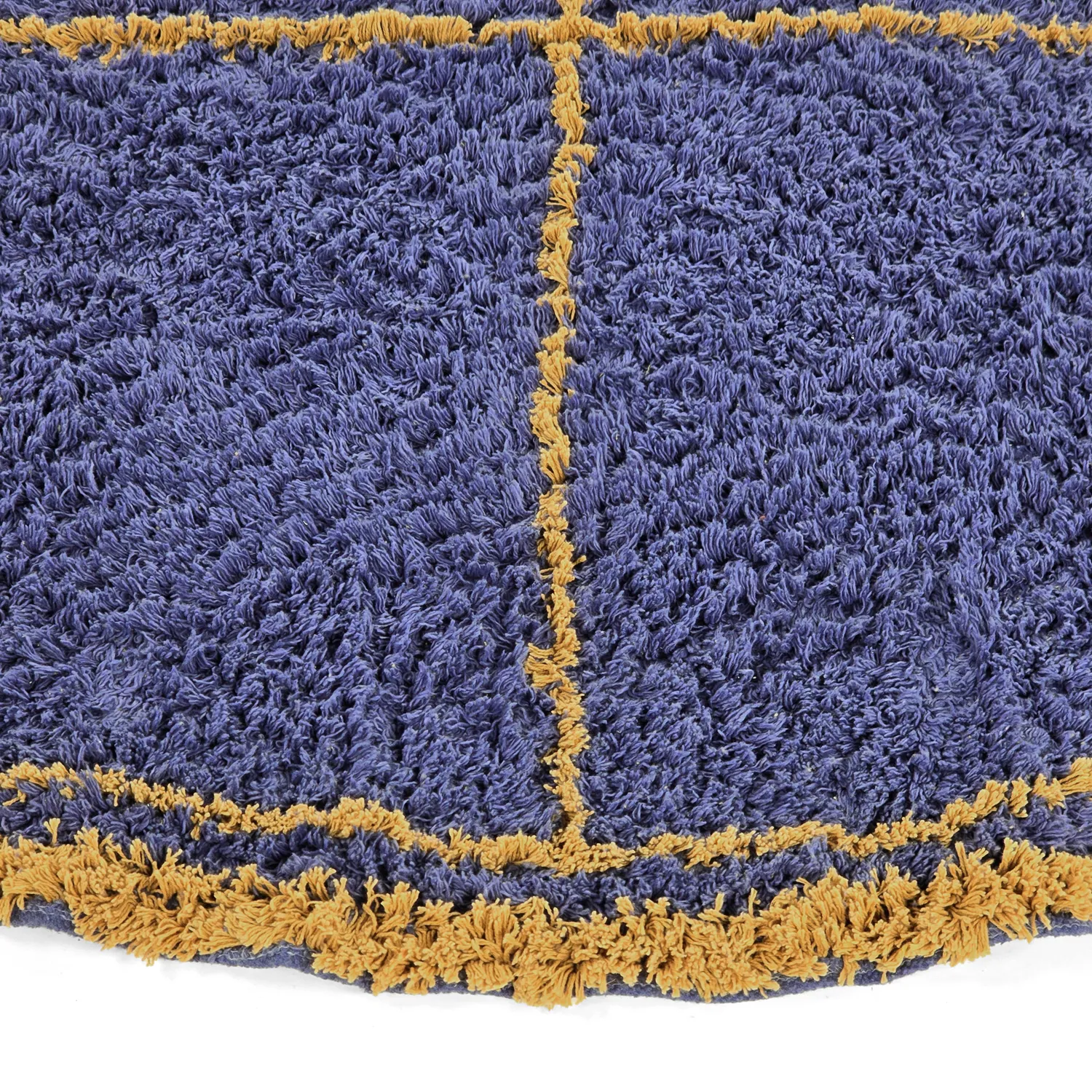 Kerek szőnyeg - Lana Natural Cotton Shaggy (kék/sárga)