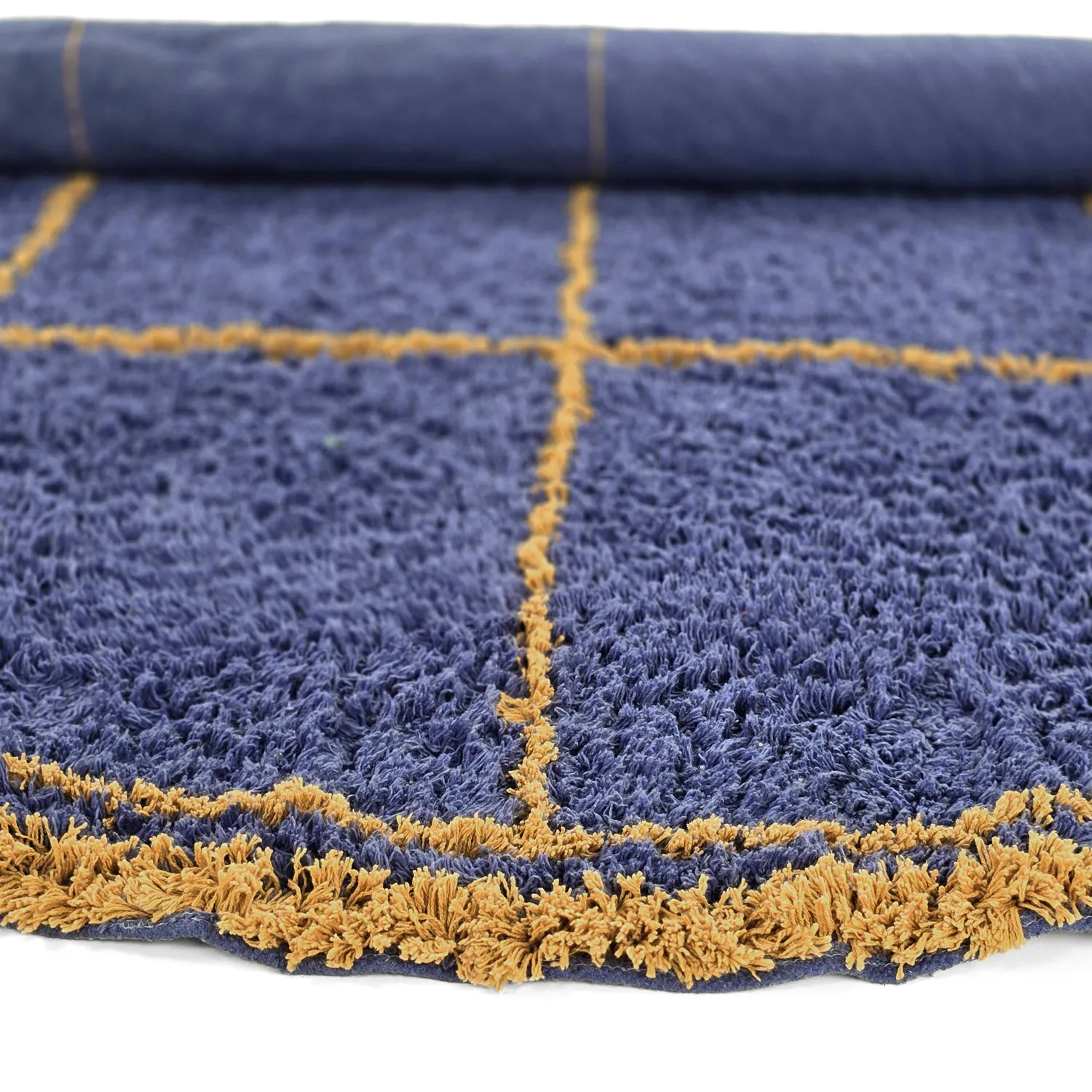 Kerek szőnyeg - Lana Natural Cotton Shaggy (kék/sárga)