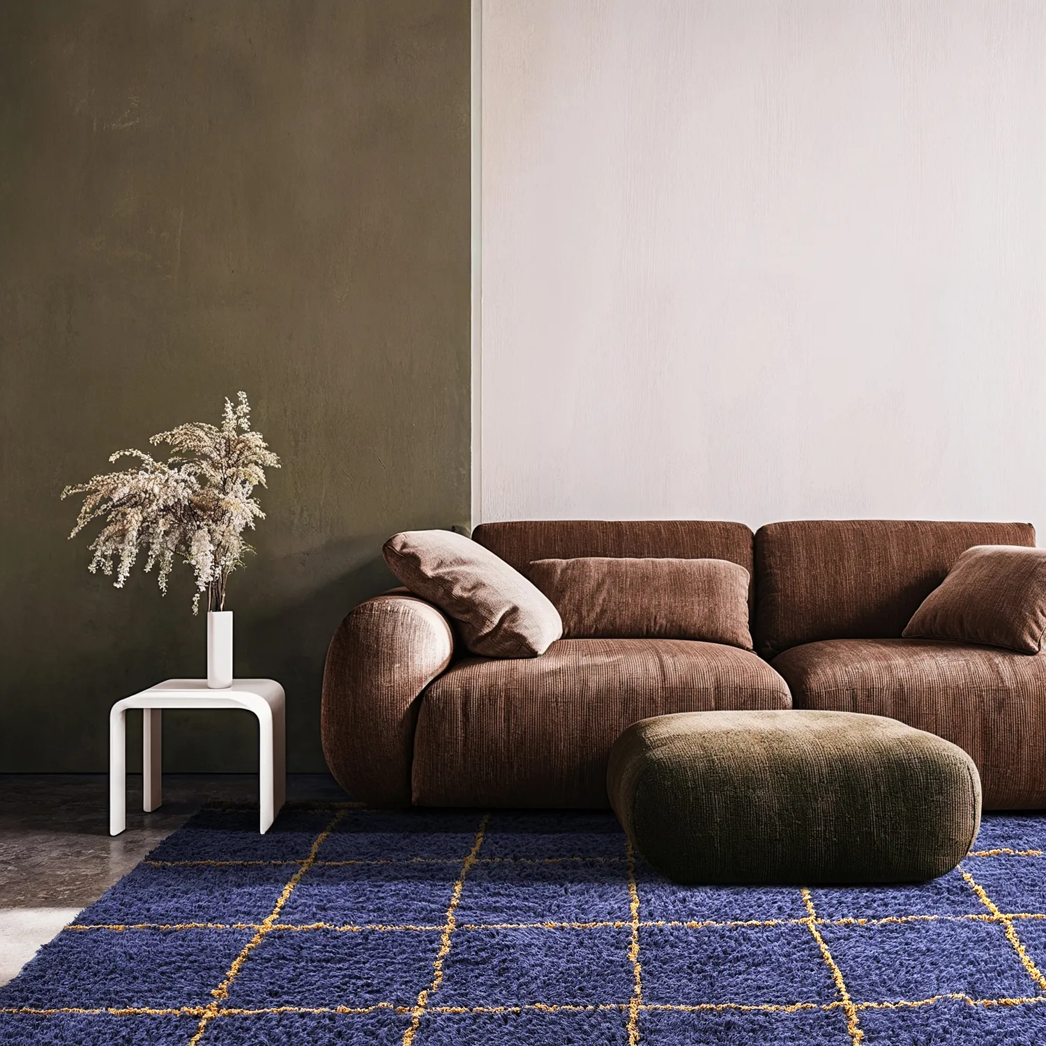 Shaggy szőnyeg - Lana Natural Cotton Shaggy (kék/sárga)