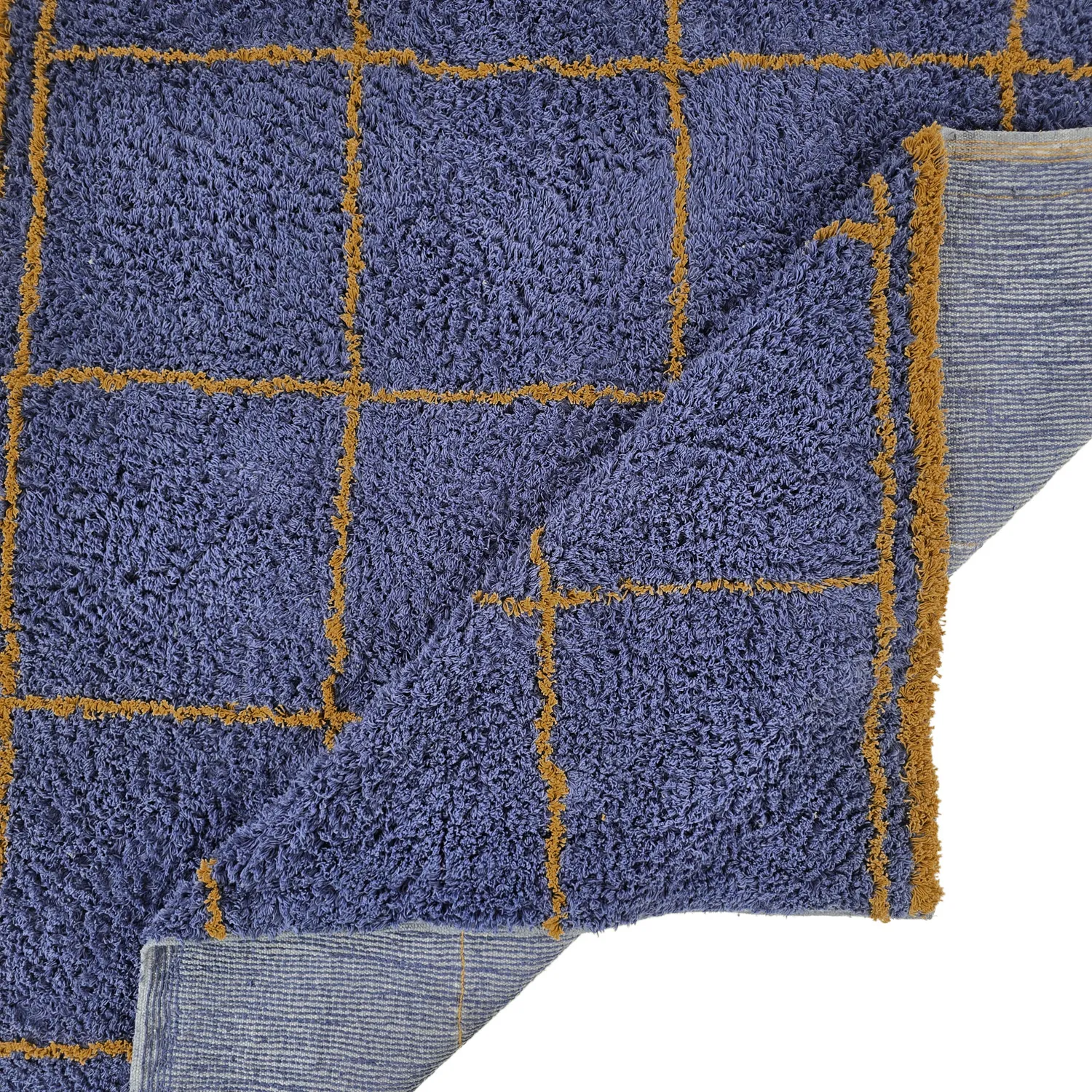 Shaggy szőnyeg - Lana Natural Cotton Shaggy (kék/sárga)