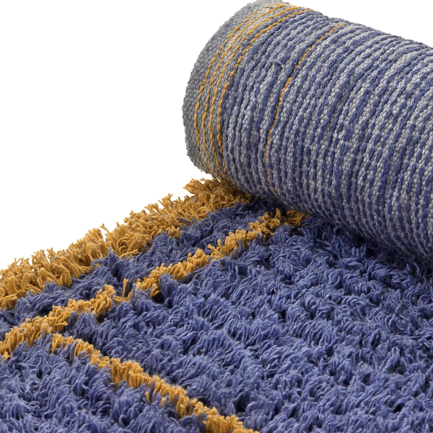 Shaggy szőnyeg - Lana Natural Cotton Shaggy (kék/sárga)