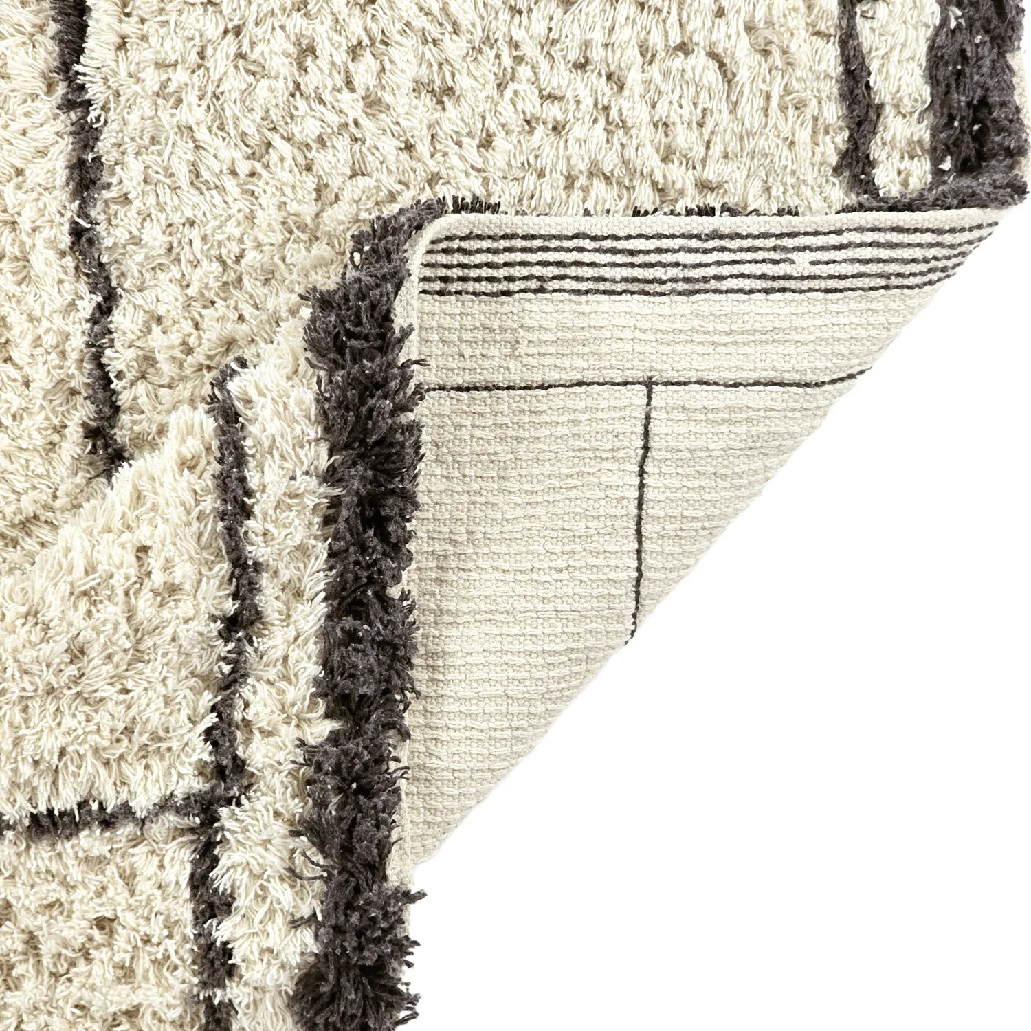 Shaggy szőnyeg - Lana Natural Cotton Shaggy (krém/sötétszürke)