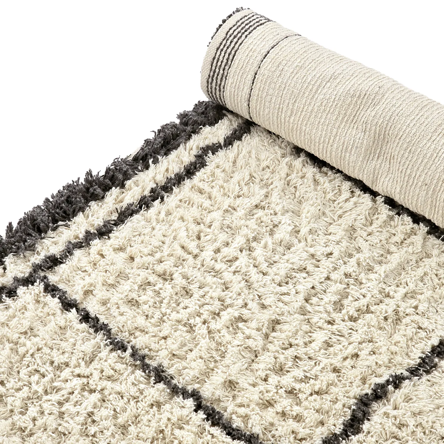 Shaggy szőnyeg - Lana Natural Cotton Shaggy (krém/sötétszürke)