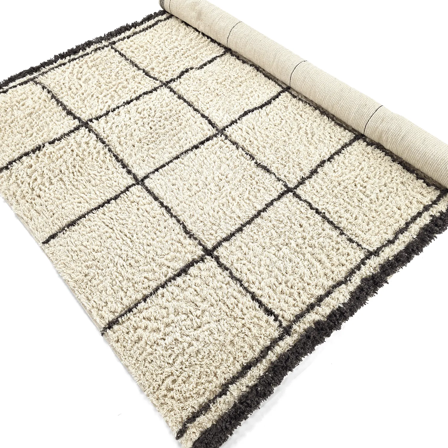 Shaggy szőnyeg - Lana Natural Cotton Shaggy (krém/sötétszürke)