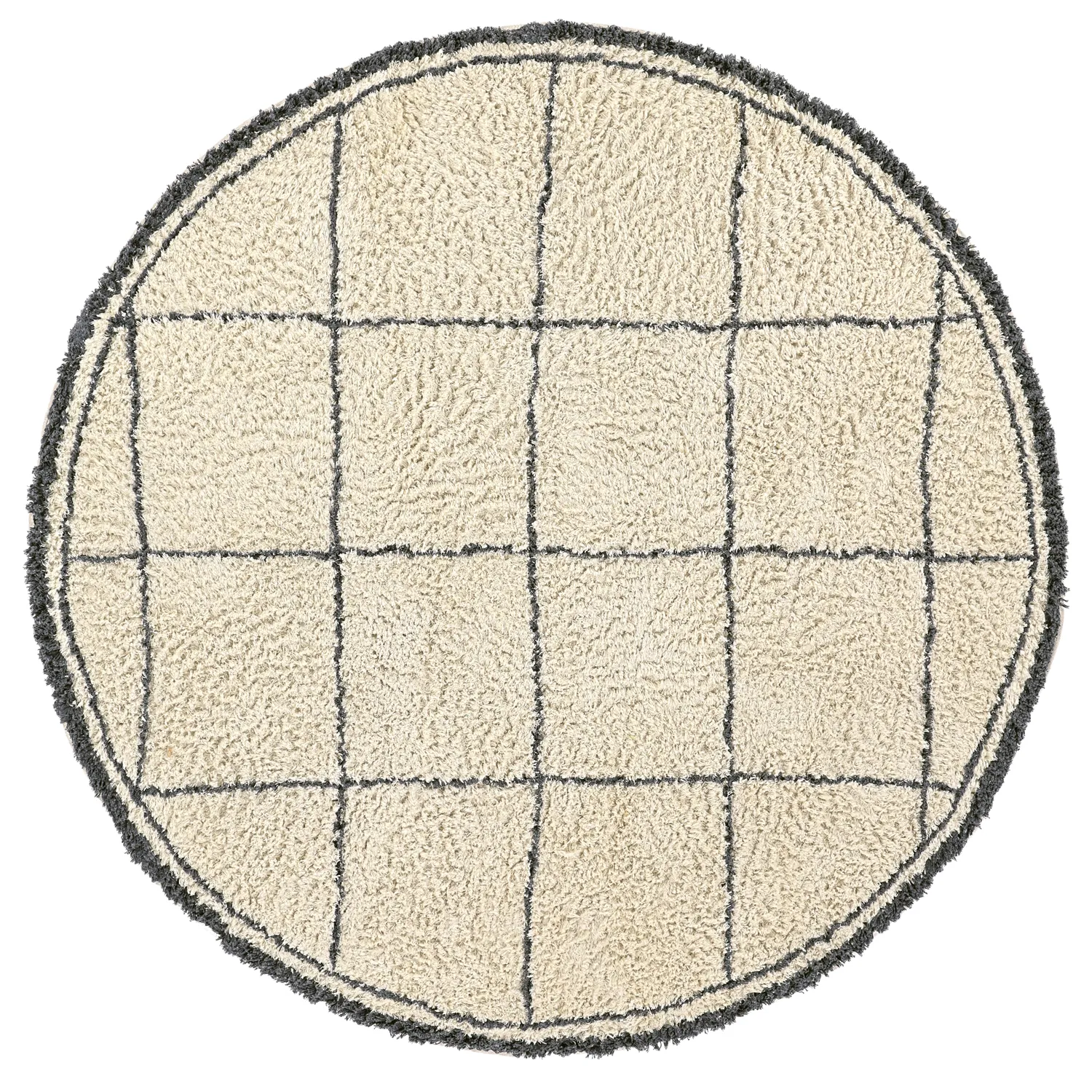 Kerek szőnyeg - Lana Natural Cotton Shaggy (krém/sötétszürke)