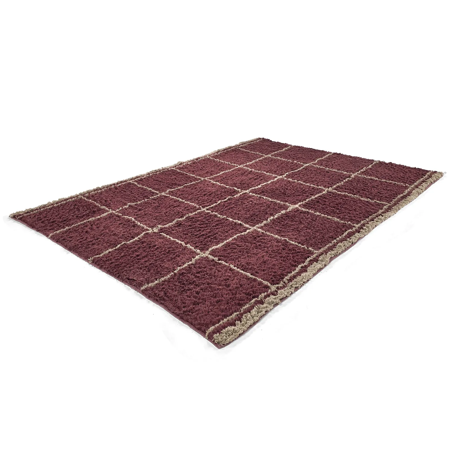 Shaggy szőnyeg - Lana Natural Cotton Shaggy (taupe/piros)