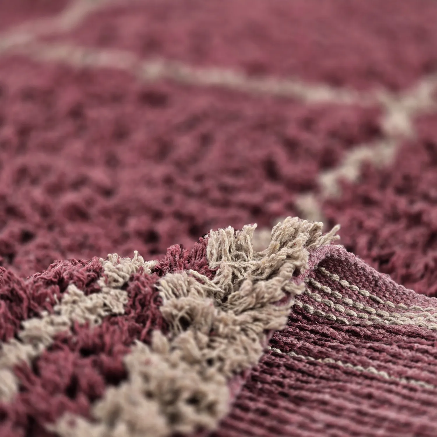 Shaggy szőnyeg - Lana Natural Cotton Shaggy (taupe/piros)