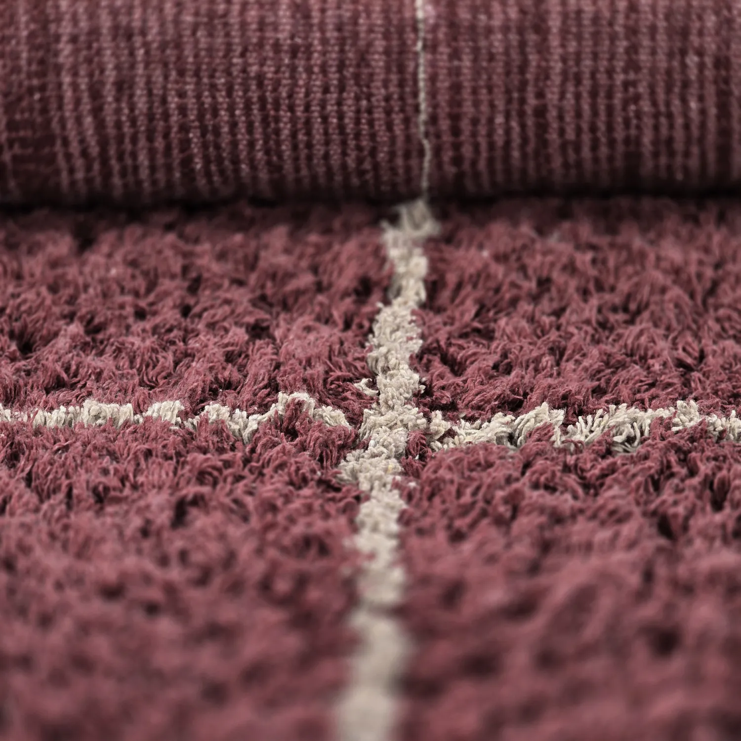 Shaggy szőnyeg - Lana Natural Cotton Shaggy (taupe/piros)