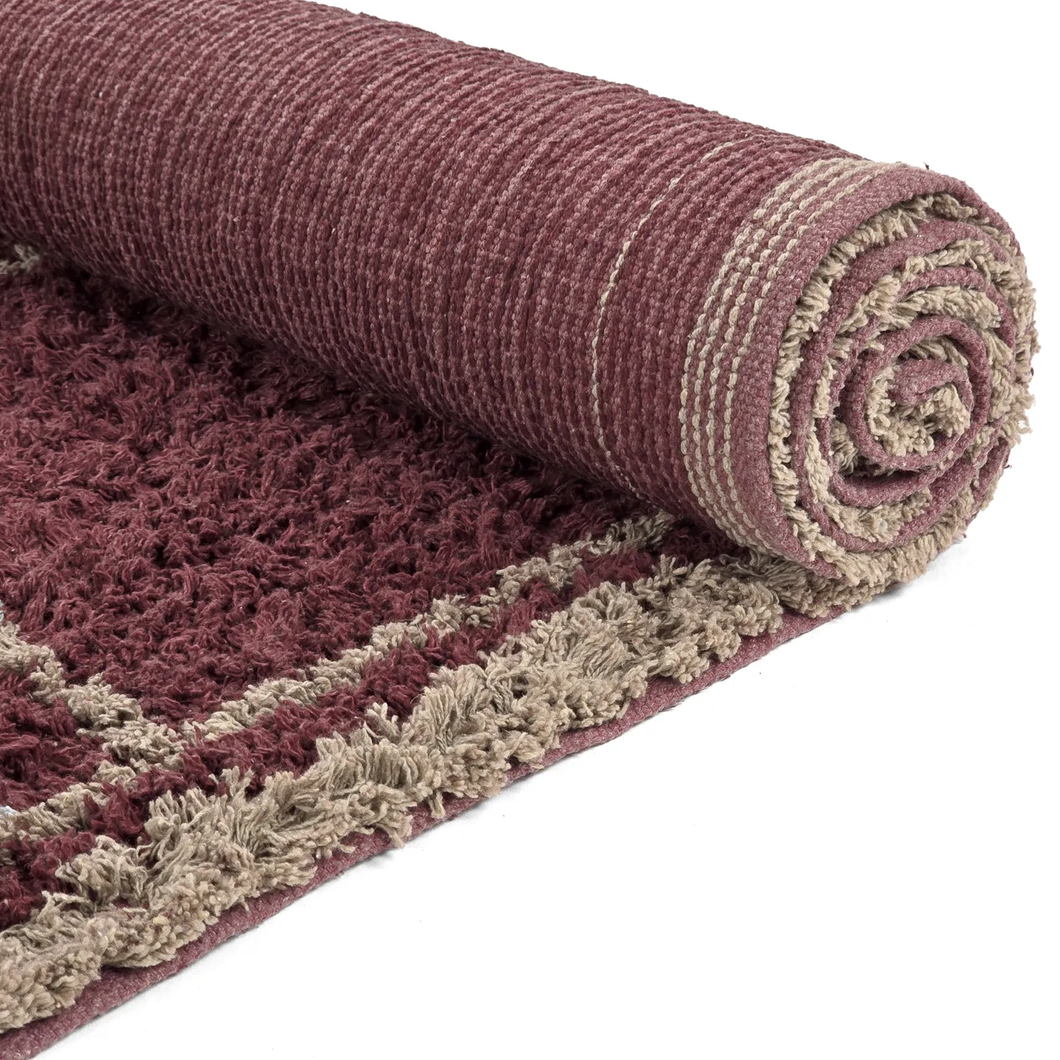 Shaggy szőnyeg - Lana Natural Cotton Shaggy (taupe/piros)