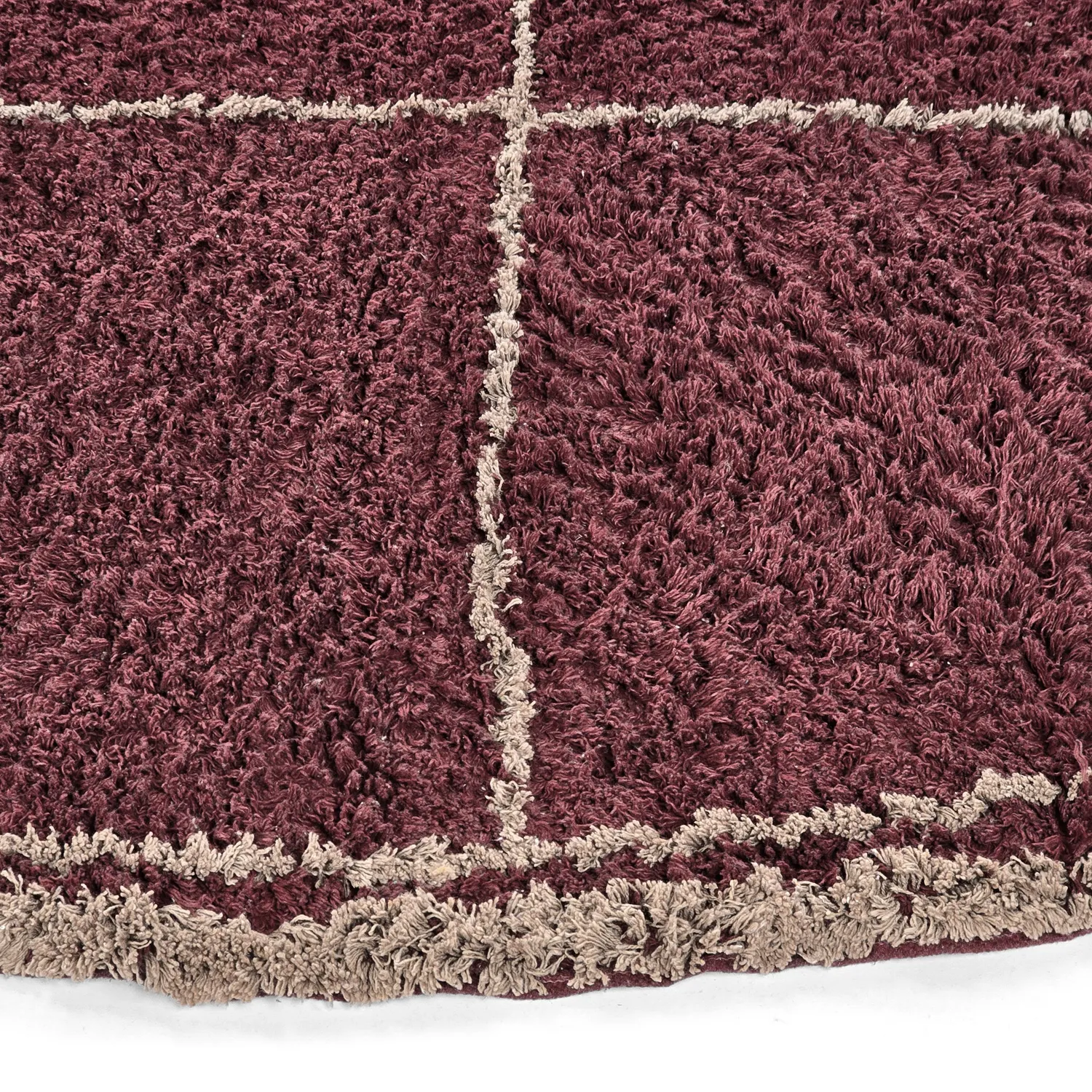 Kerek szőnyeg - Lana Natural Cotton Shaggy (taupe/piros)
