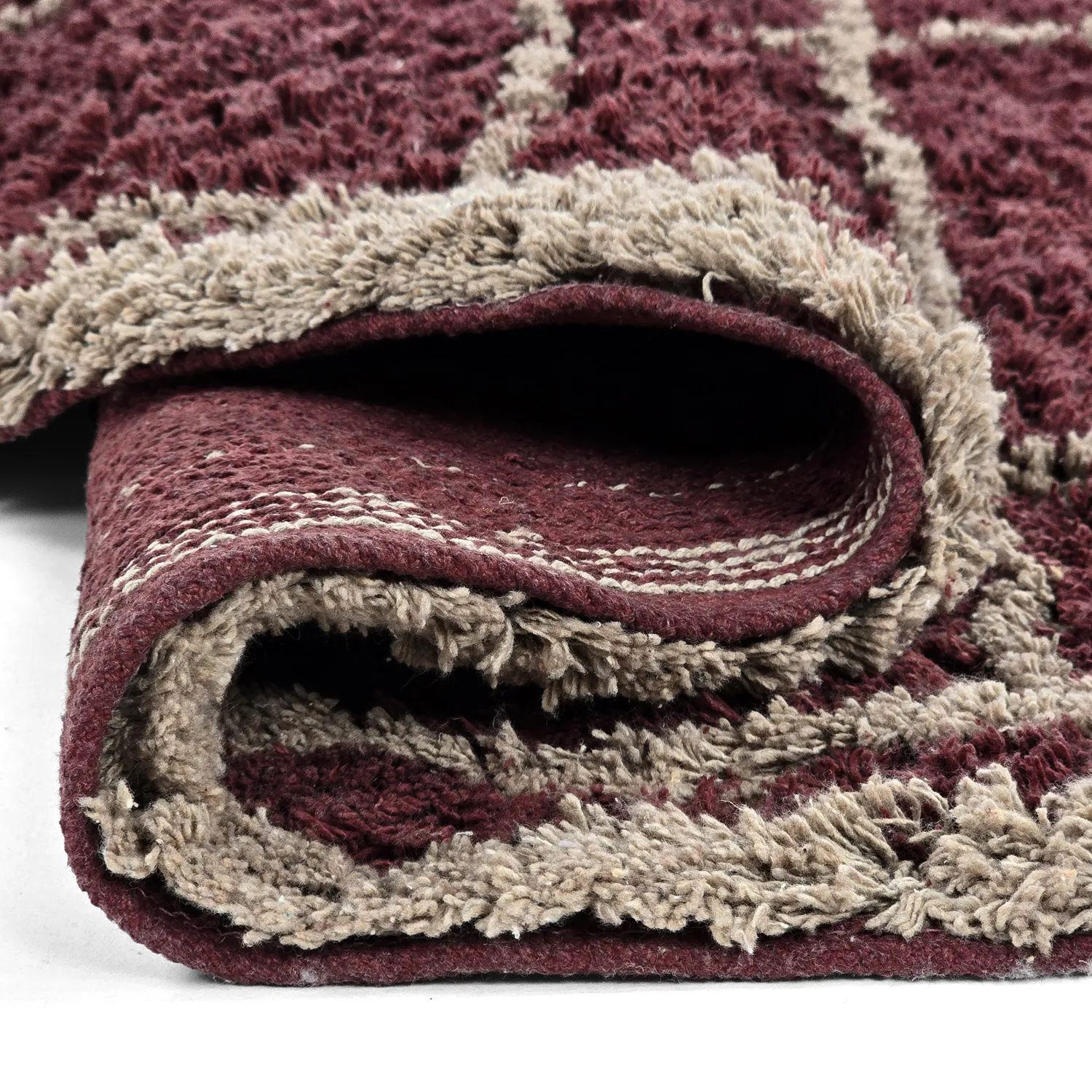 Kerek szőnyeg - Lana Natural Cotton Shaggy (taupe/piros)