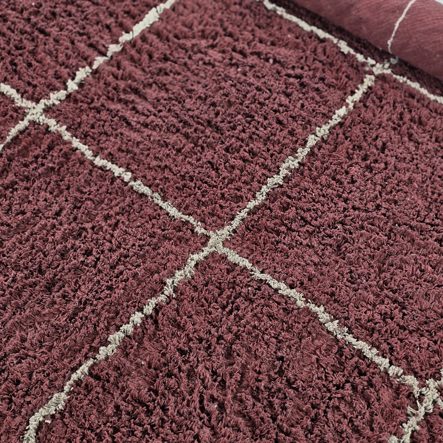 Kerek szőnyeg - Lana Natural Cotton Shaggy (taupe/piros)