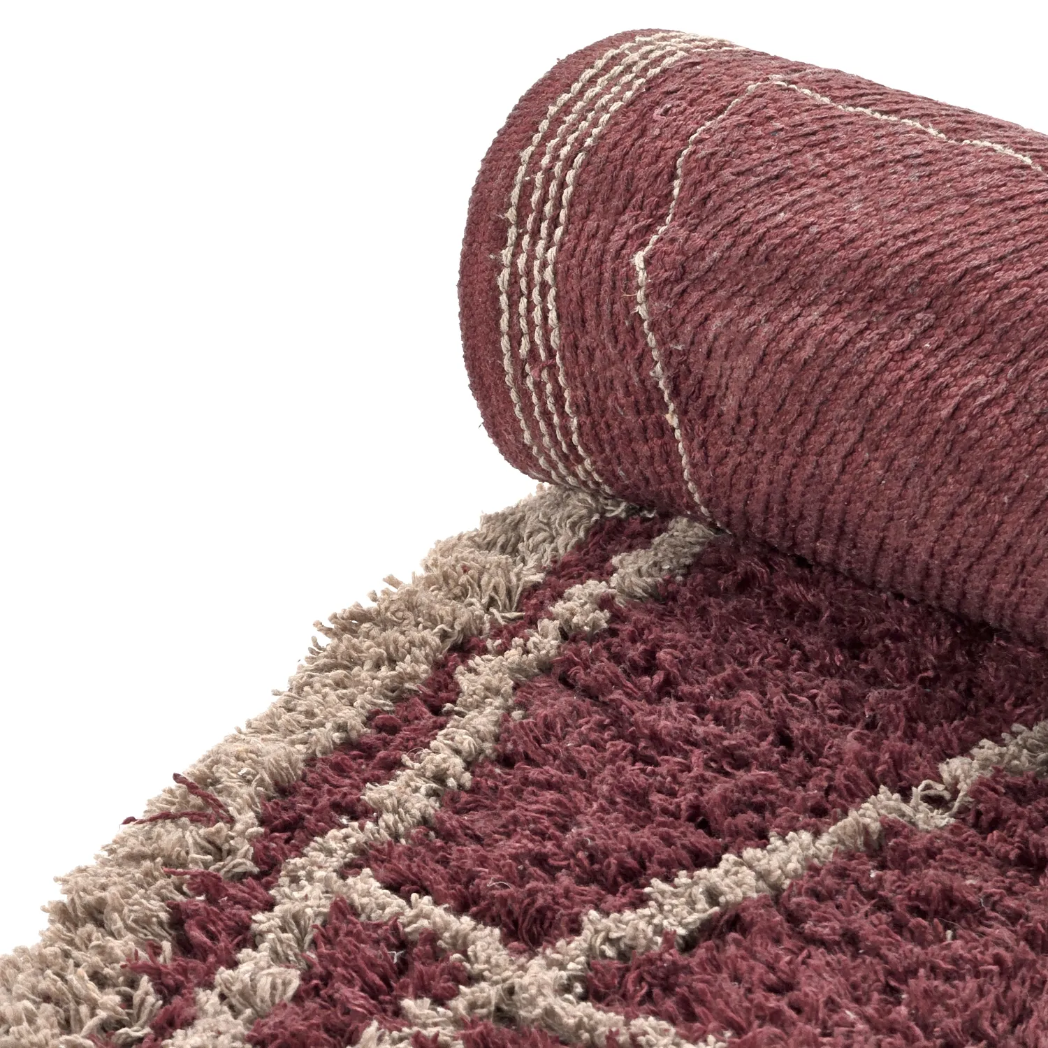 Kerek szőnyeg - Lana Natural Cotton Shaggy (taupe/piros)