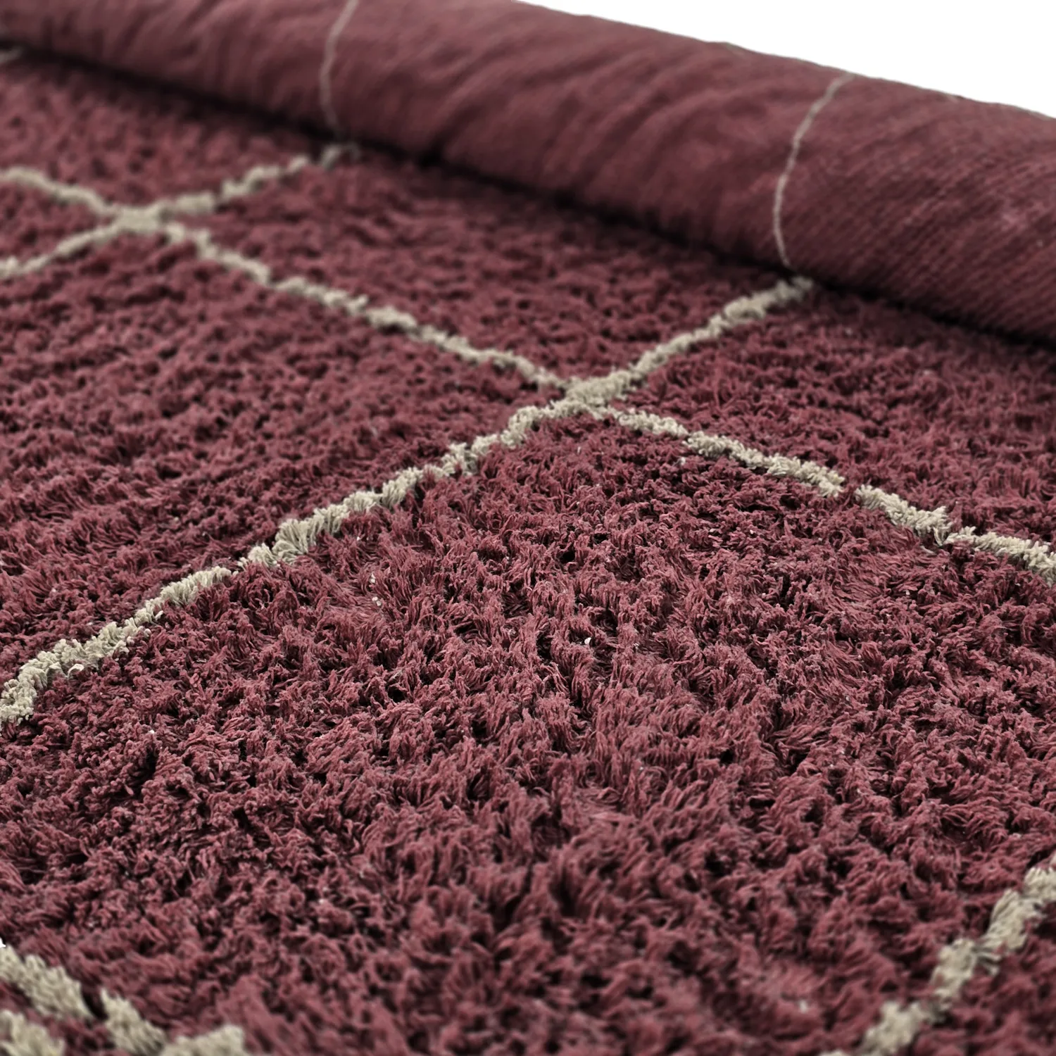 Kerek szőnyeg - Lana Natural Cotton Shaggy (taupe/piros)