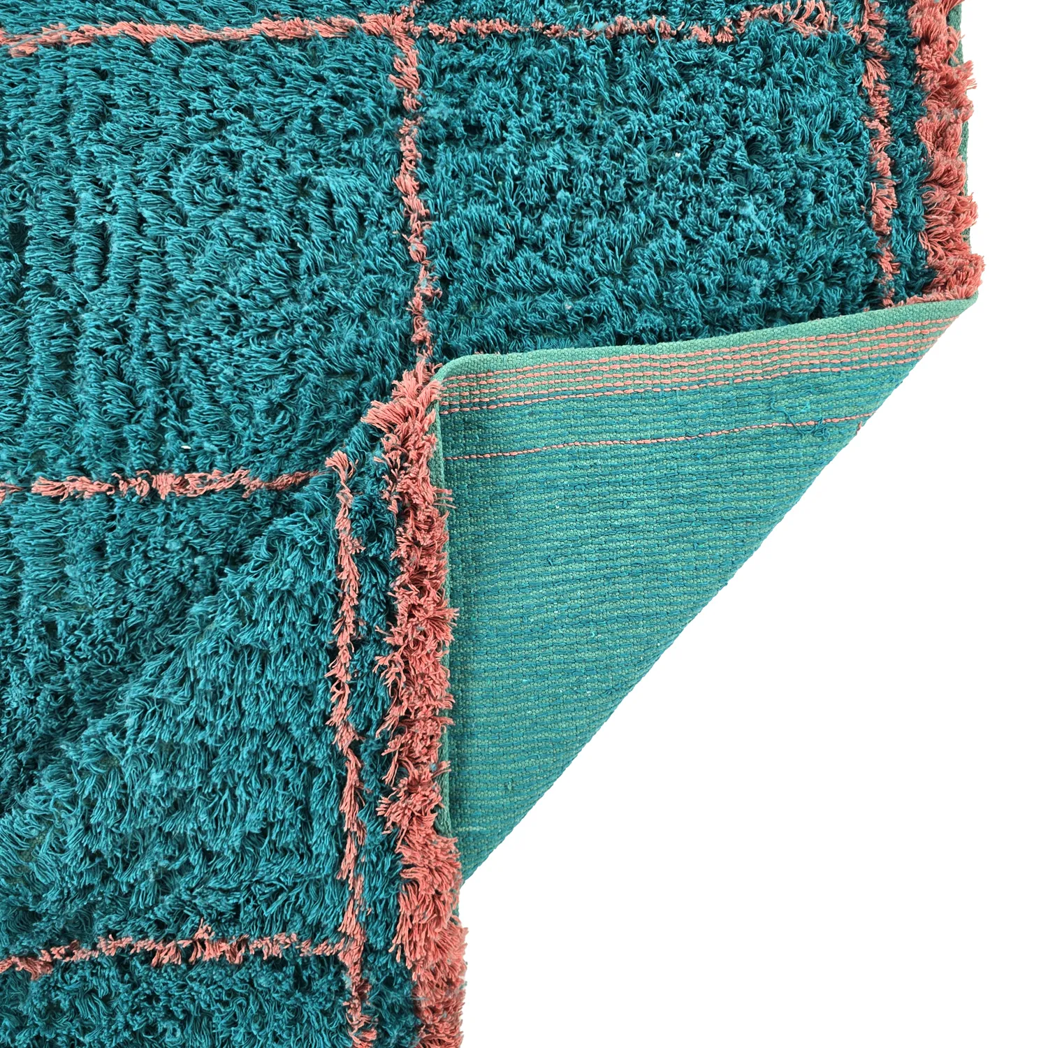 Shaggy szőnyeg - Lana Natural Cotton Shaggy (türkiz/rózsaszín)