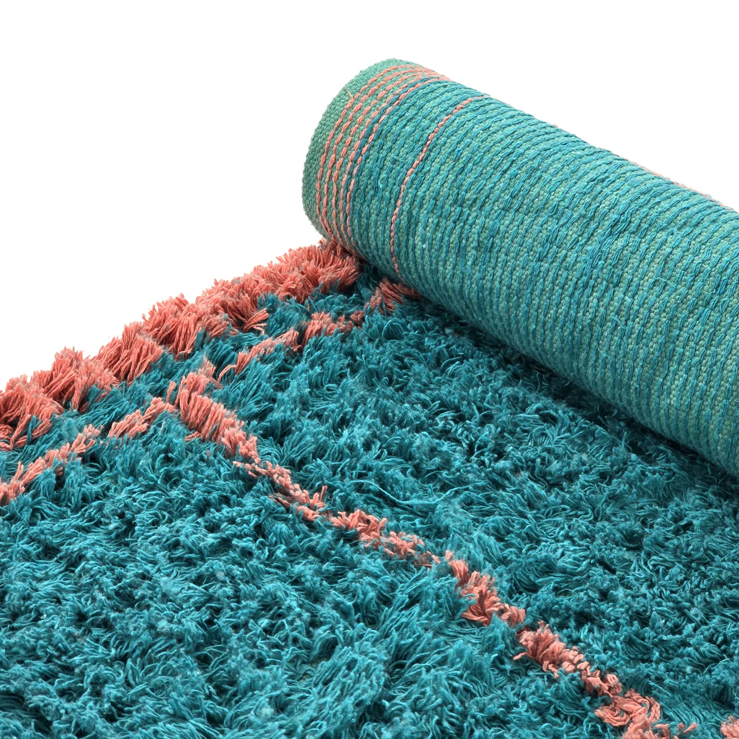 Shaggy szőnyeg - Lana Natural Cotton Shaggy (türkiz/rózsaszín)