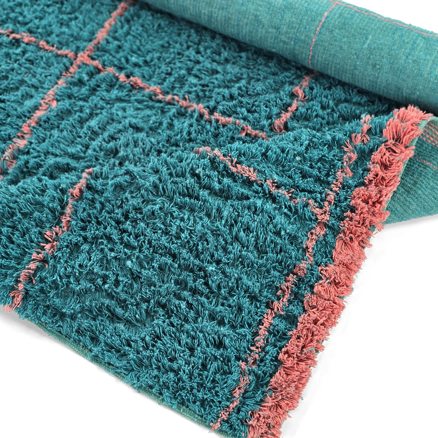 Shaggy szőnyeg - Lana Natural Cotton Shaggy (türkiz/rózsaszín)