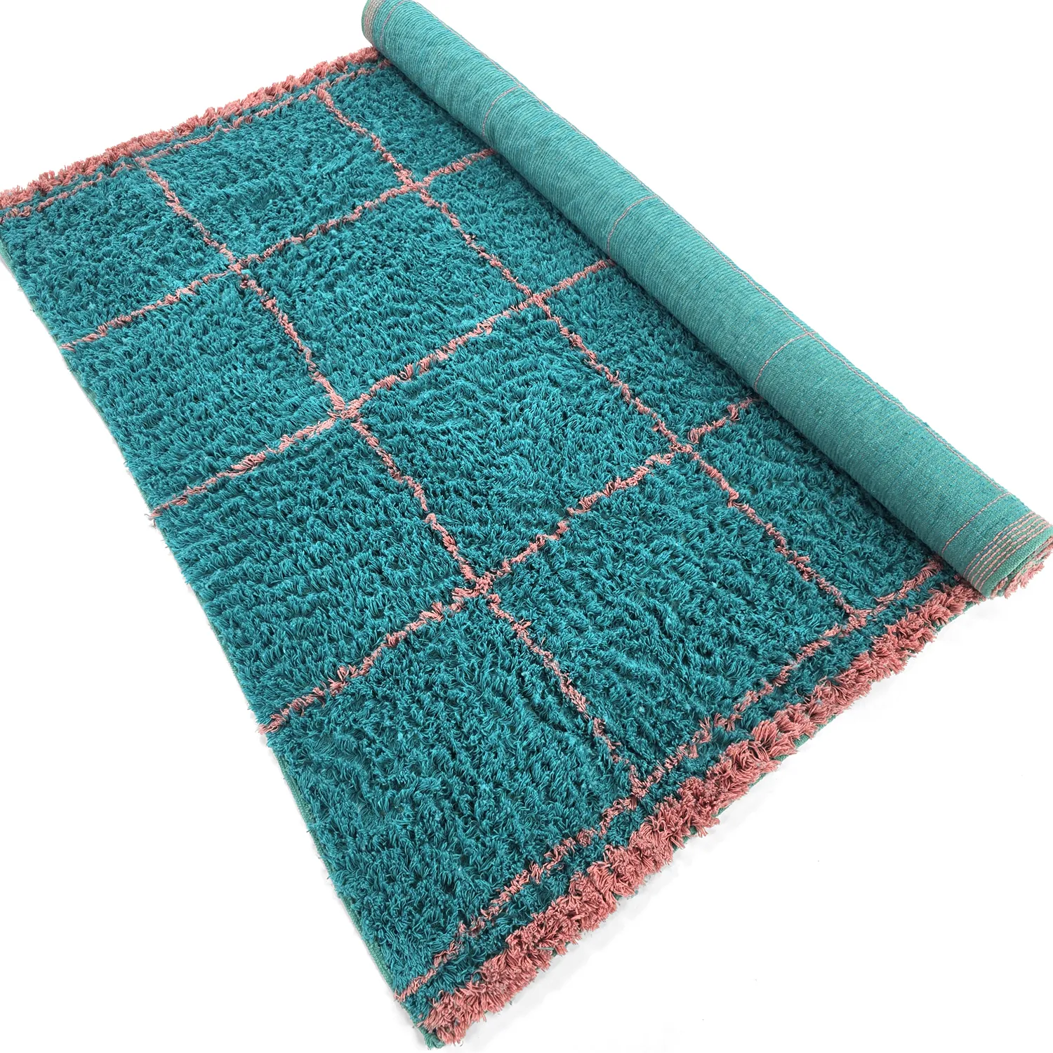 Shaggy szőnyeg - Lana Natural Cotton Shaggy (türkiz/rózsaszín)