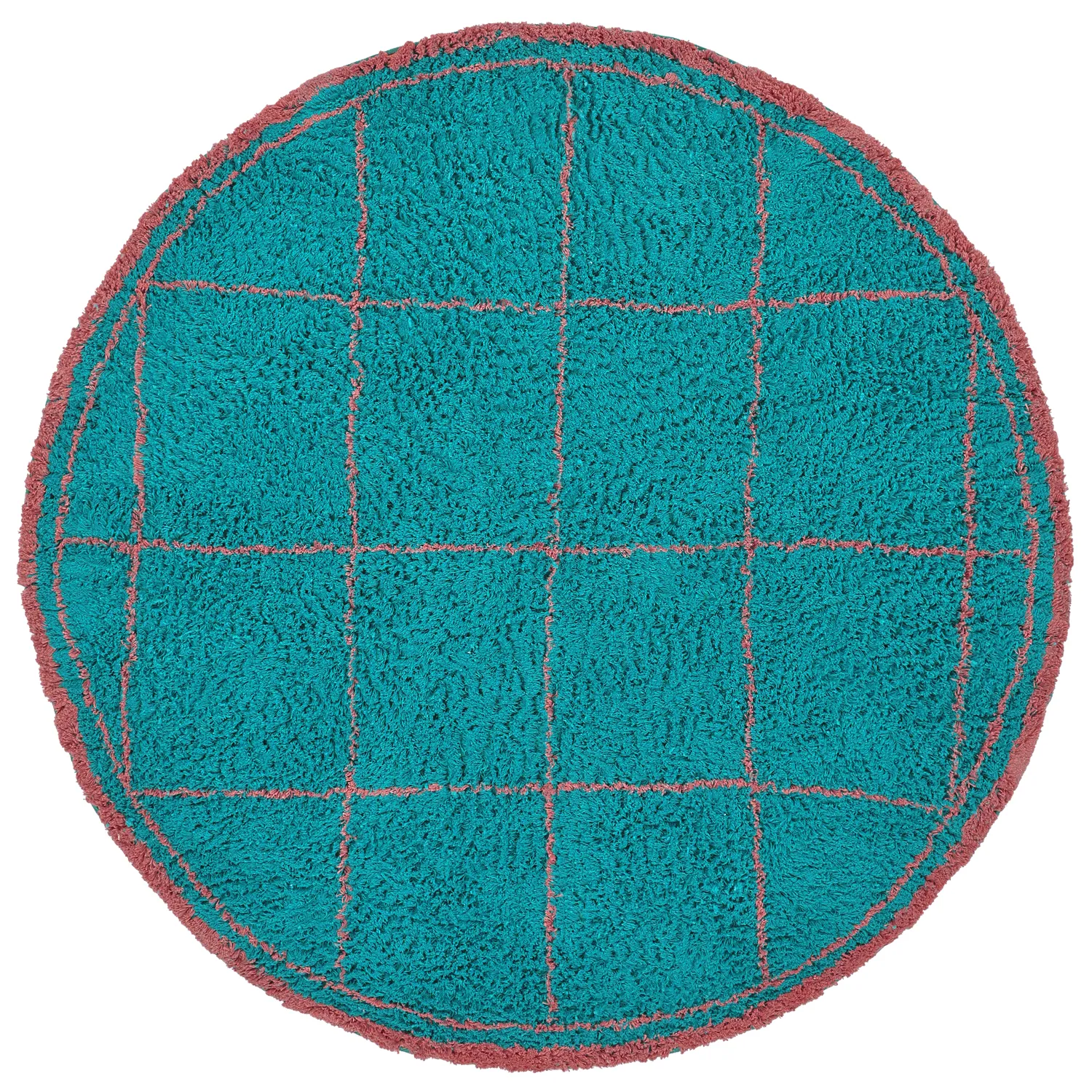 Kerek szőnyeg - Lana Natural Cotton Shaggy (türkiz/rózsaszín)