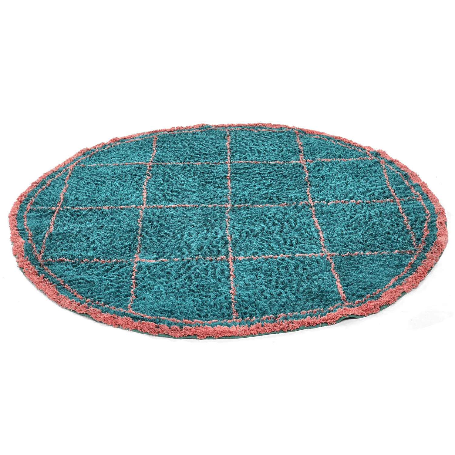 Kerek szőnyeg - Lana Natural Cotton Shaggy (türkiz/rózsaszín)
