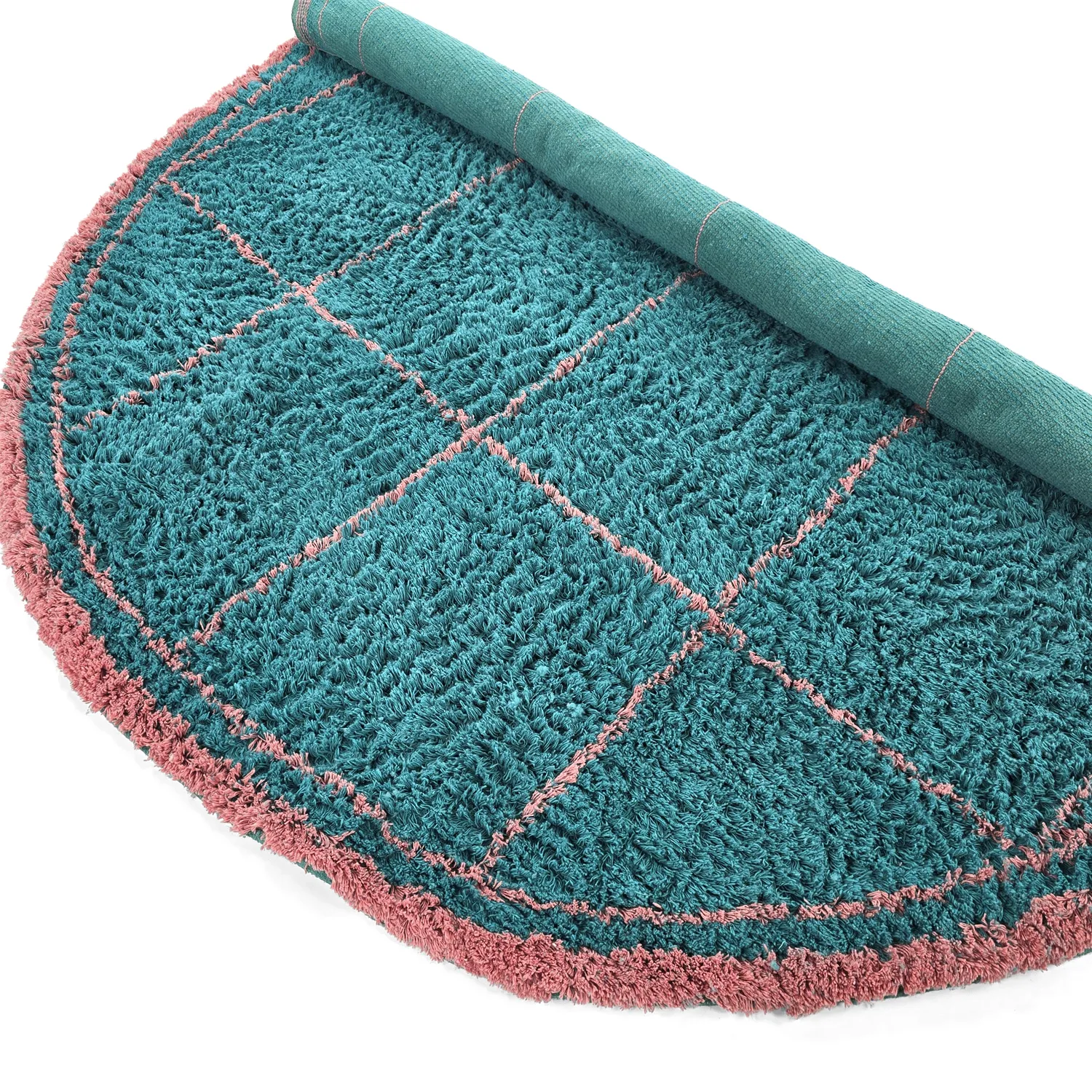 Kerek szőnyeg - Lana Natural Cotton Shaggy (türkiz/rózsaszín)