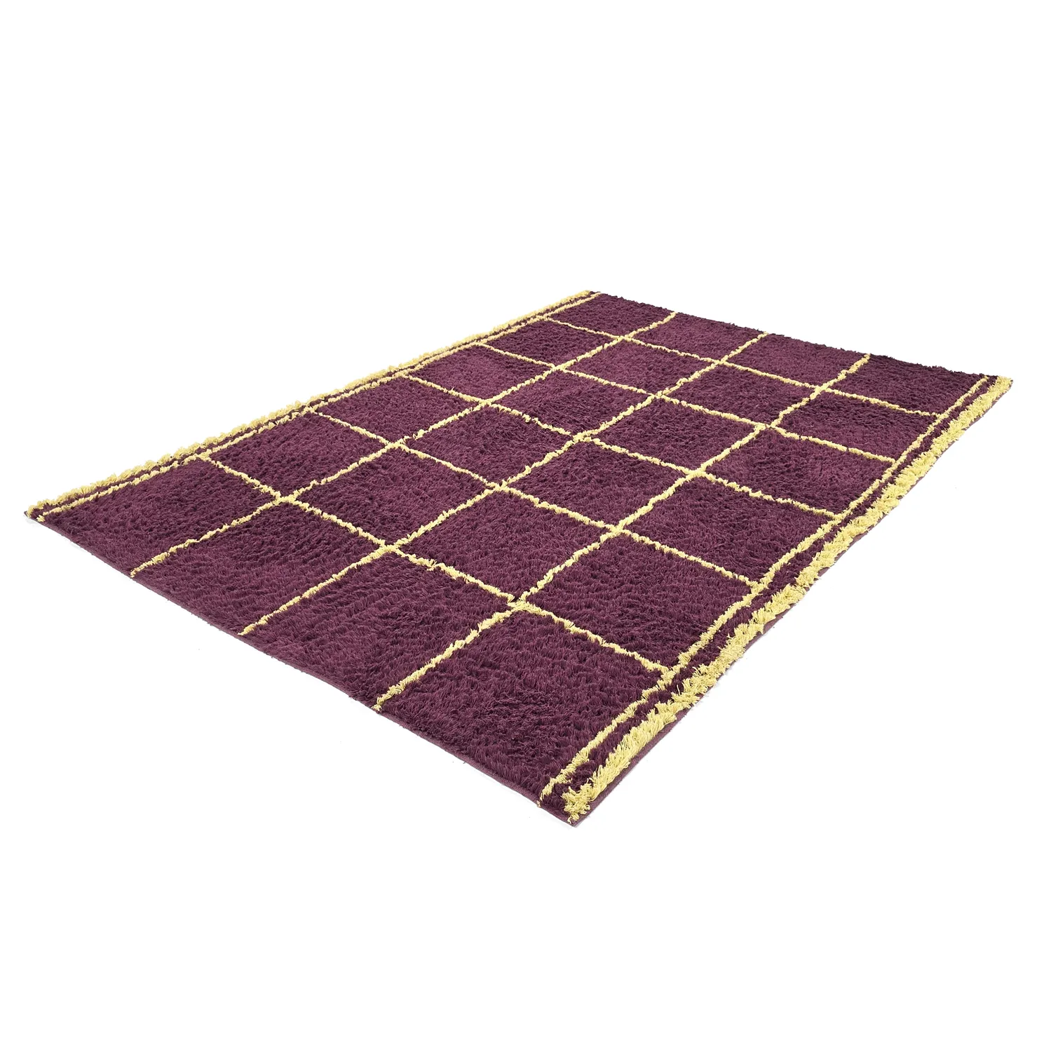 Shaggy szőnyeg - Lana Natural Cotton Shaggy (bordó/sárga)