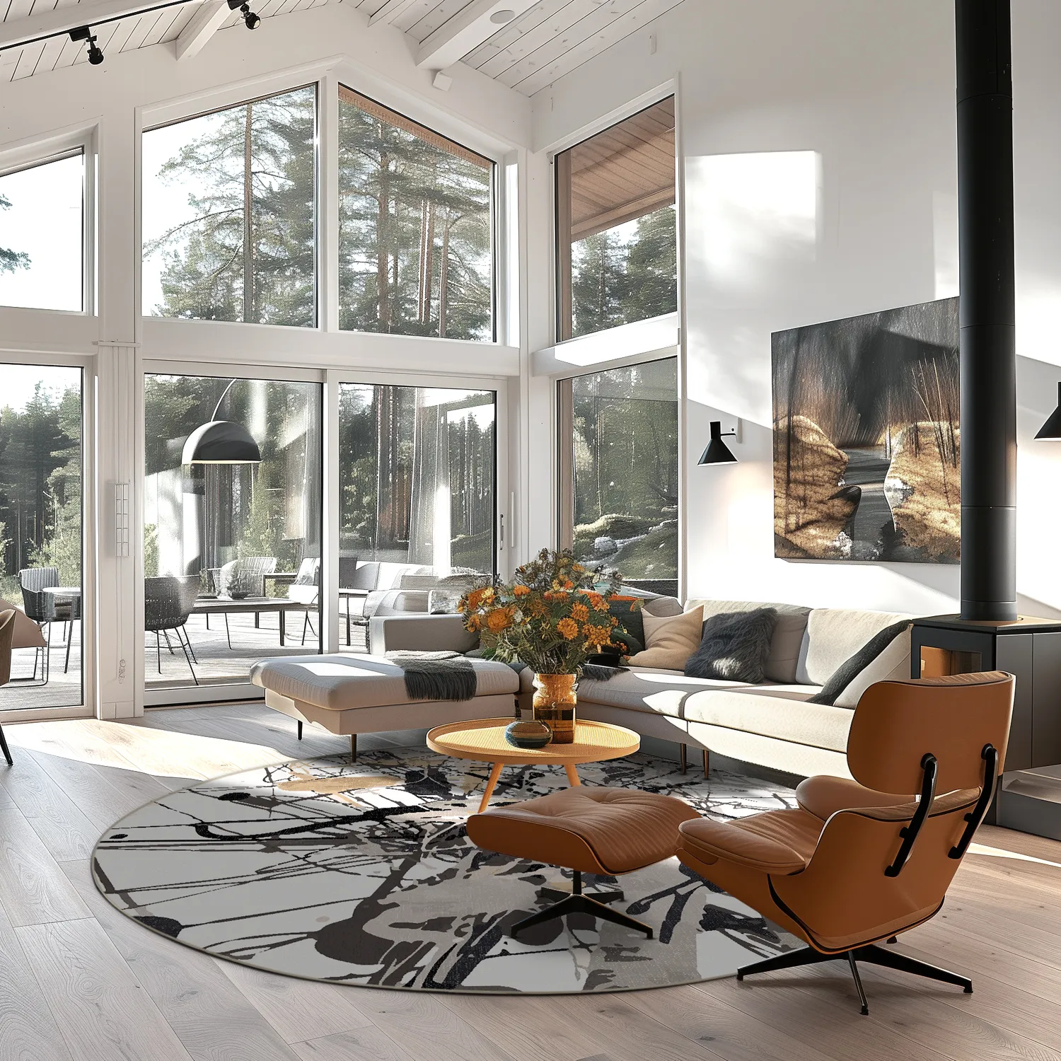 Kerek szőnyeg - Lawrance (szürke/fehér)