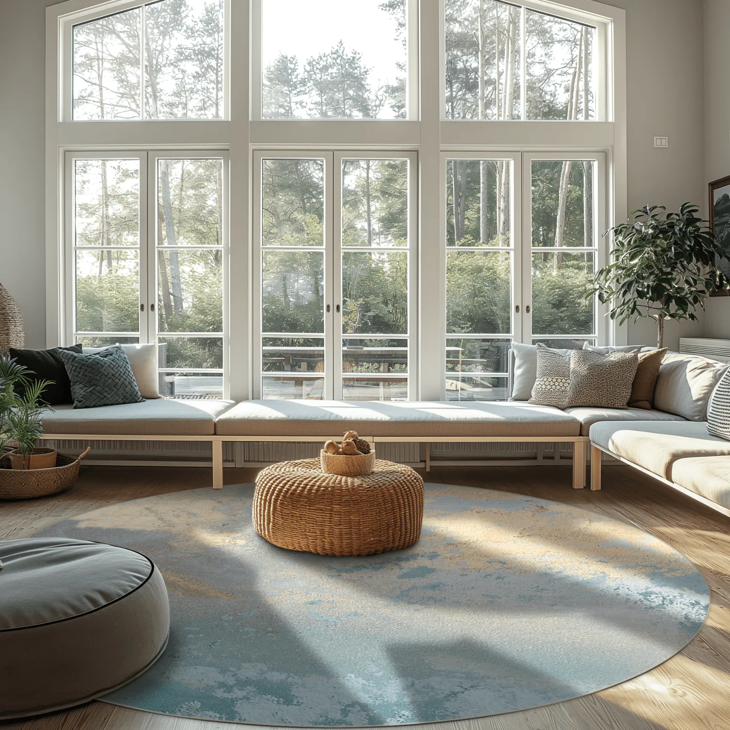 Kerek szőnyeg - Lesley (kék/szürke/türkiz)