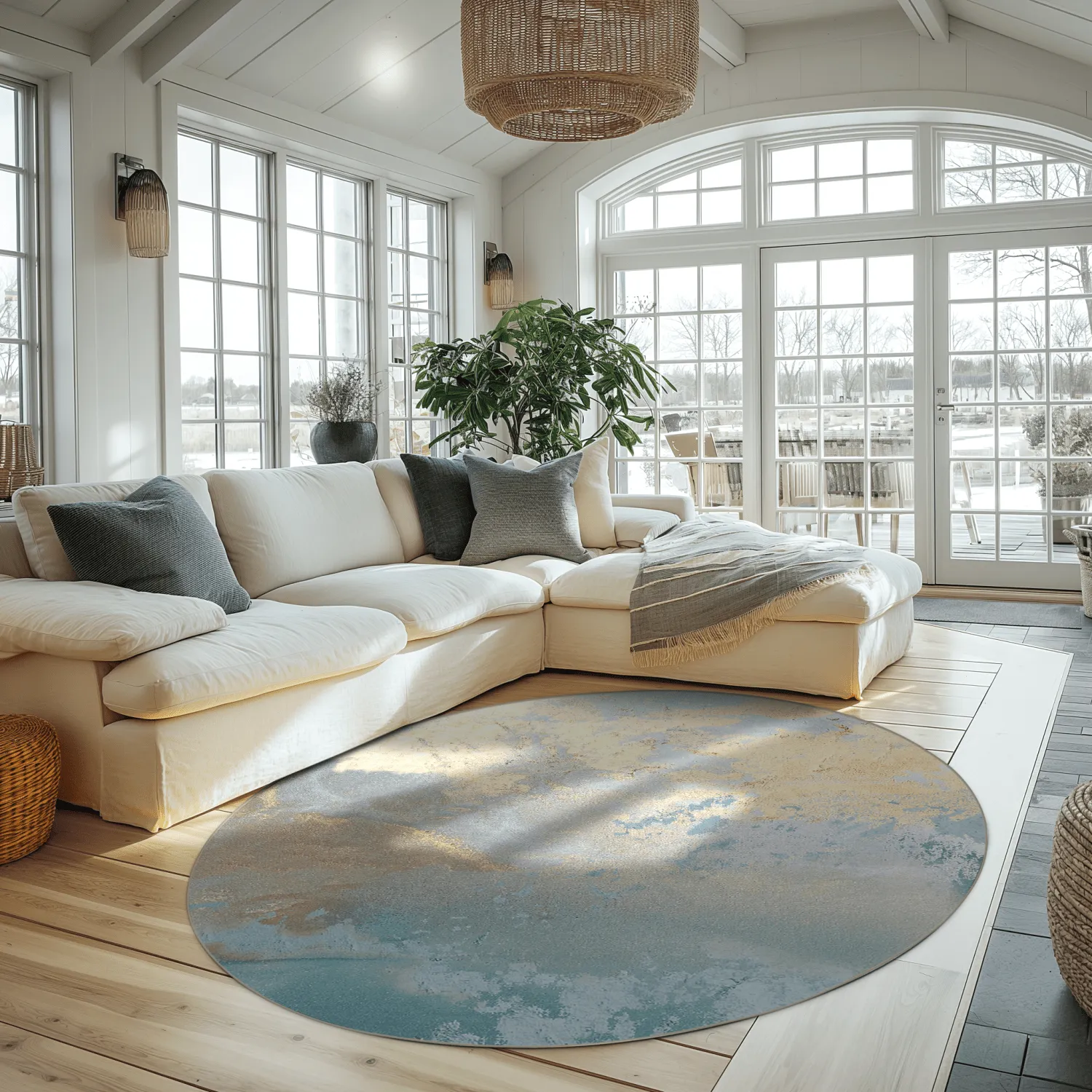 Kerek szőnyeg - Lesley (kék/szürke/türkiz)