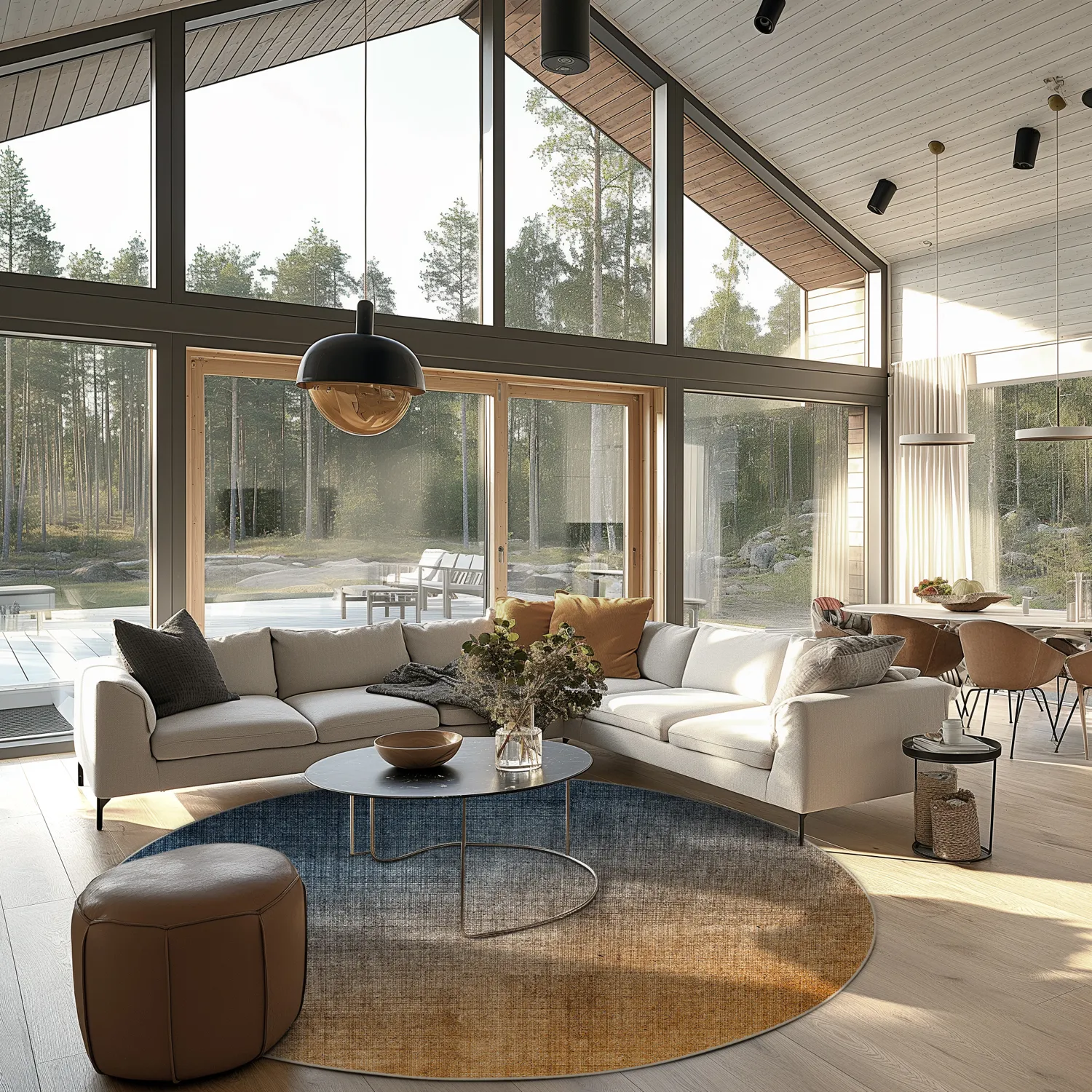 Kerek szőnyeg - Librilla (barna/kék)