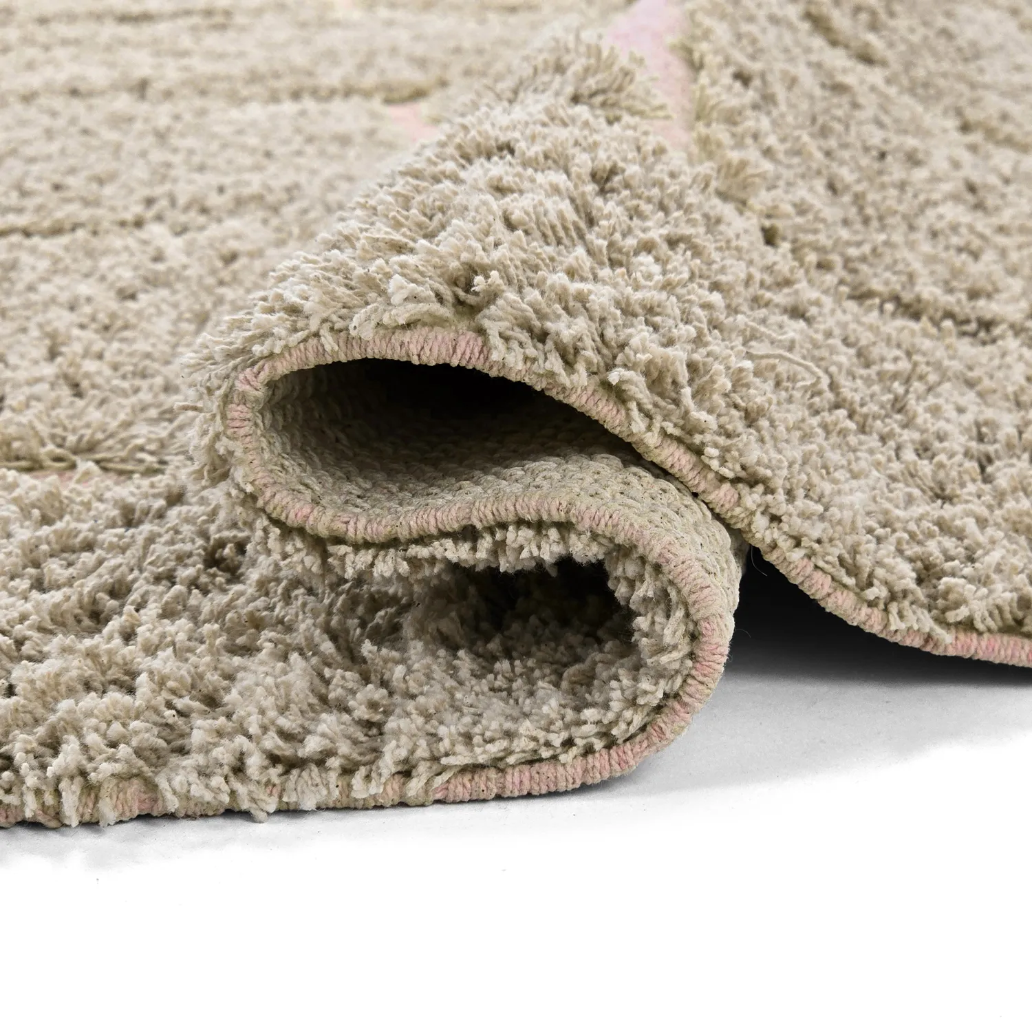 Shaggy szőnyeg - Lindley Natural Cotton Shaggy (bézs/rózsaszín)