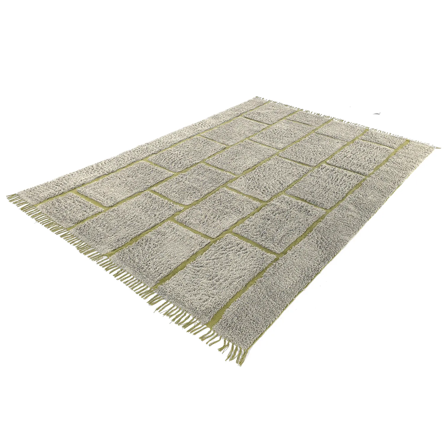 Shaggy szőnyeg - Lindley Natural Cotton Shaggy (greige/zöld)