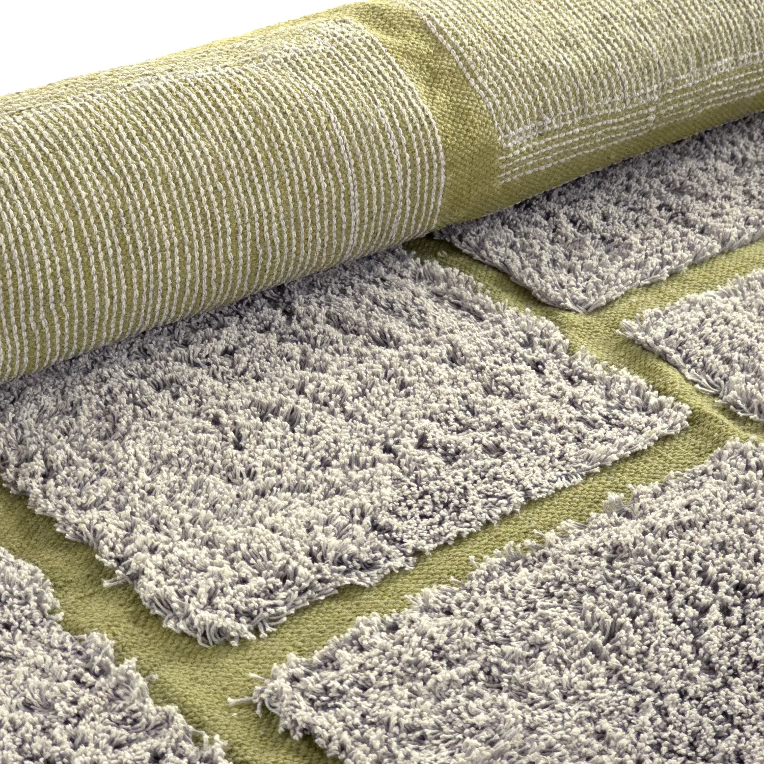 Shaggy szőnyeg - Lindley Natural Cotton Shaggy (greige/zöld)