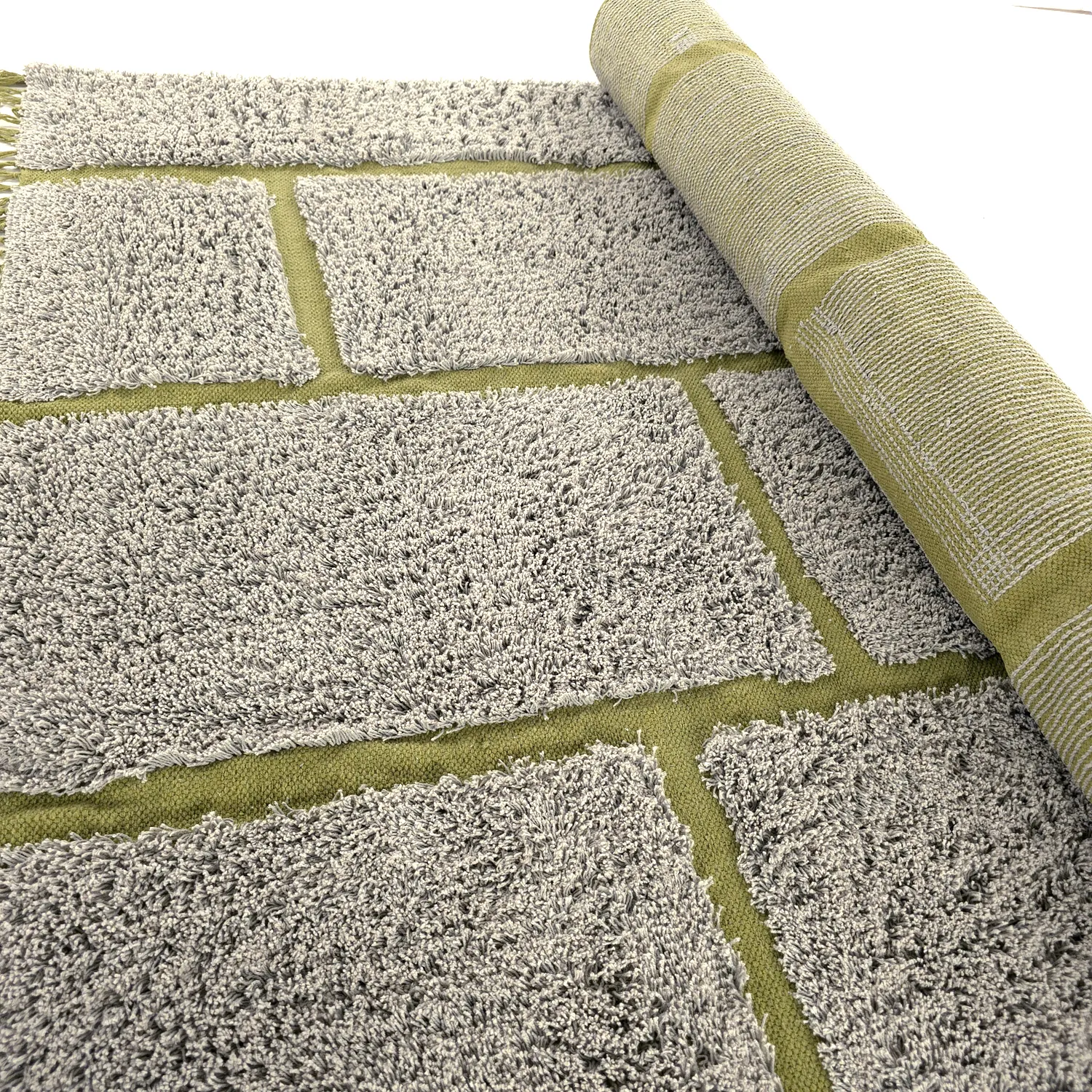 Shaggy szőnyeg - Lindley Natural Cotton Shaggy (greige/zöld)
