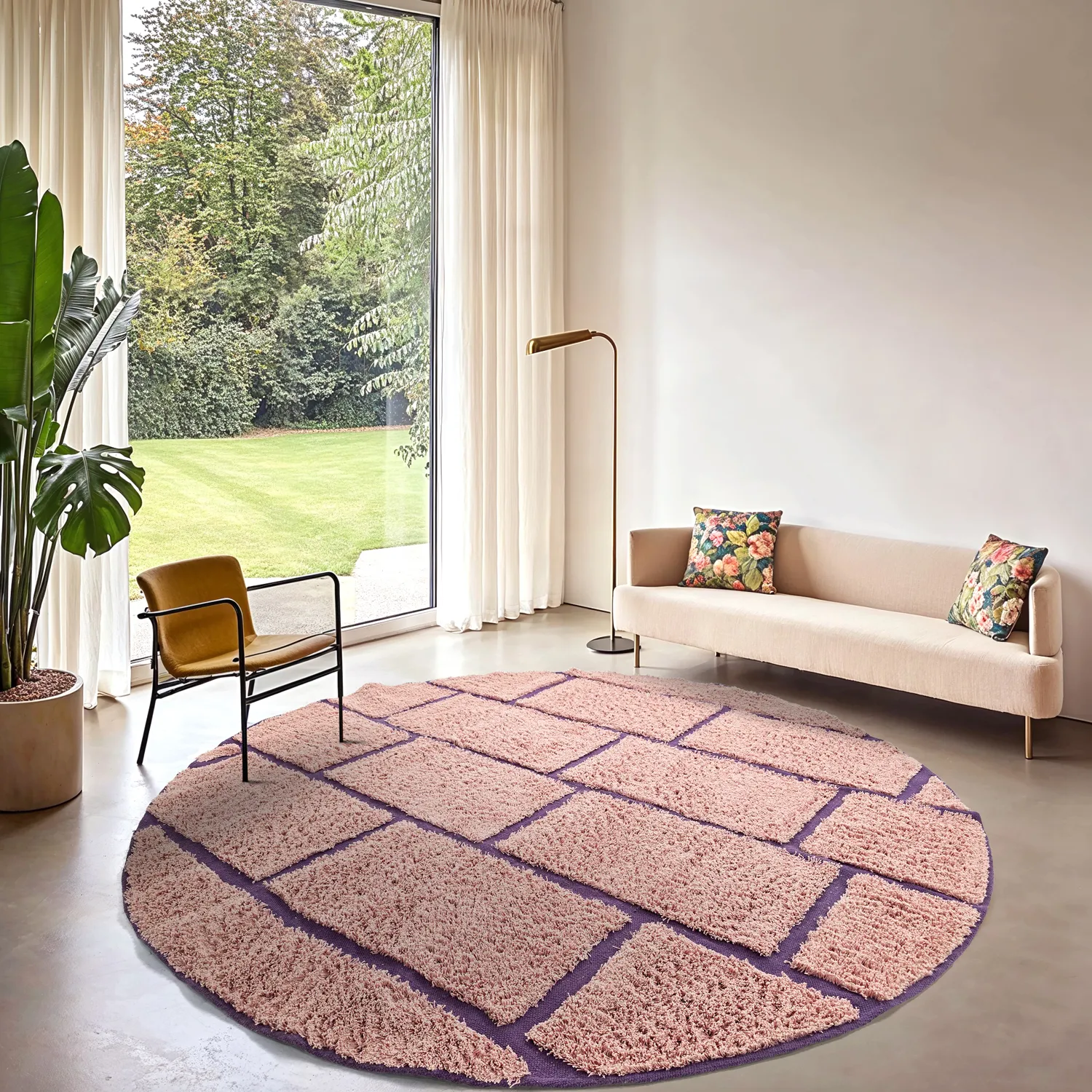 Kerek szőnyeg - Lindley Natural Cotton Shaggy (rózsaszín/lila)