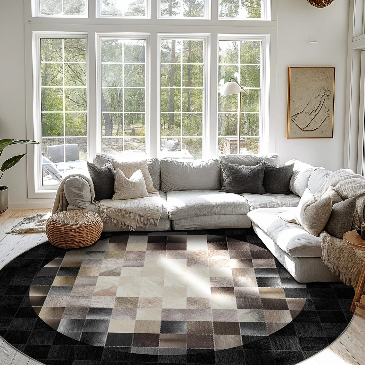 Kerek szőnyeg - Livada (fekete/többszínű)