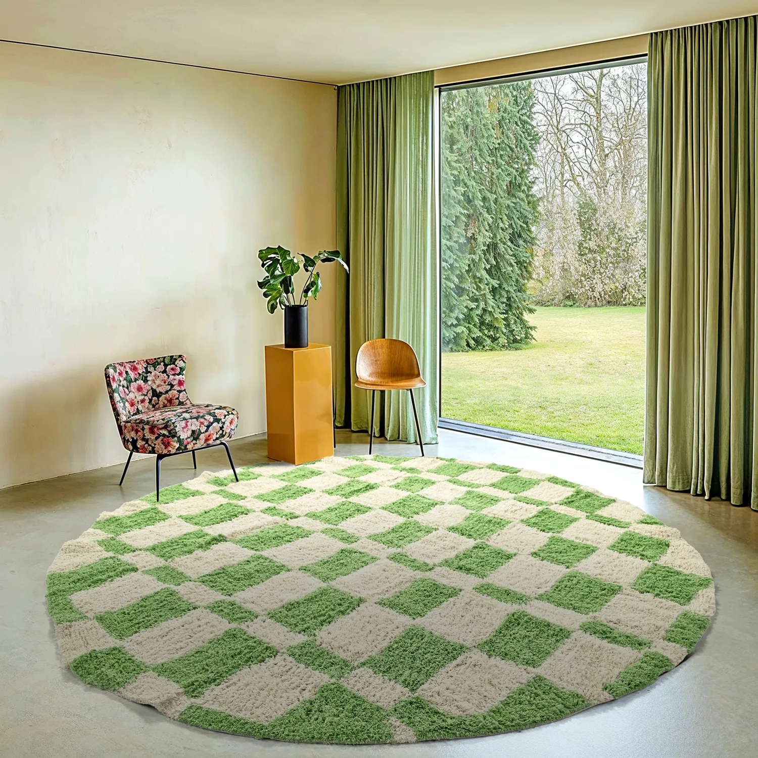 Kerek szőnyeg - Maranello Natural Cotton Shaggy (zöld)