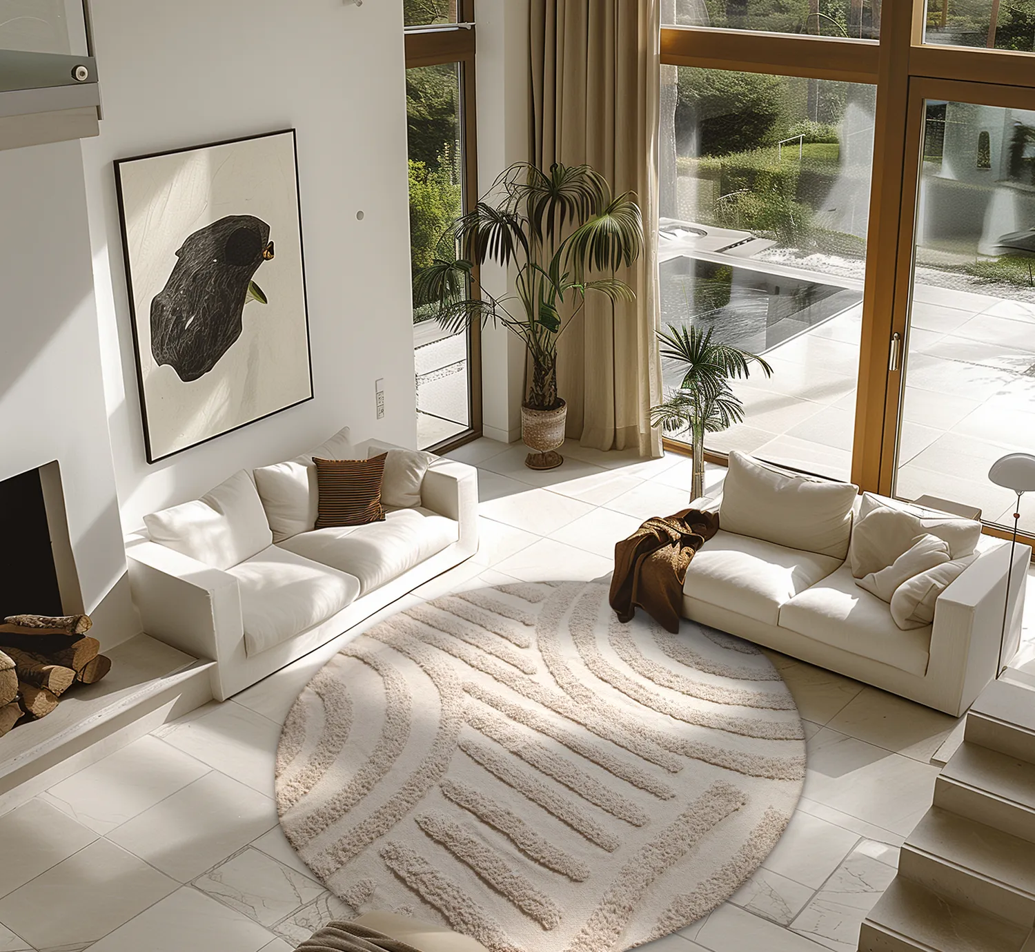 Kerek szőnyeg - Margo Natural Cotton Shaggy (bézs)