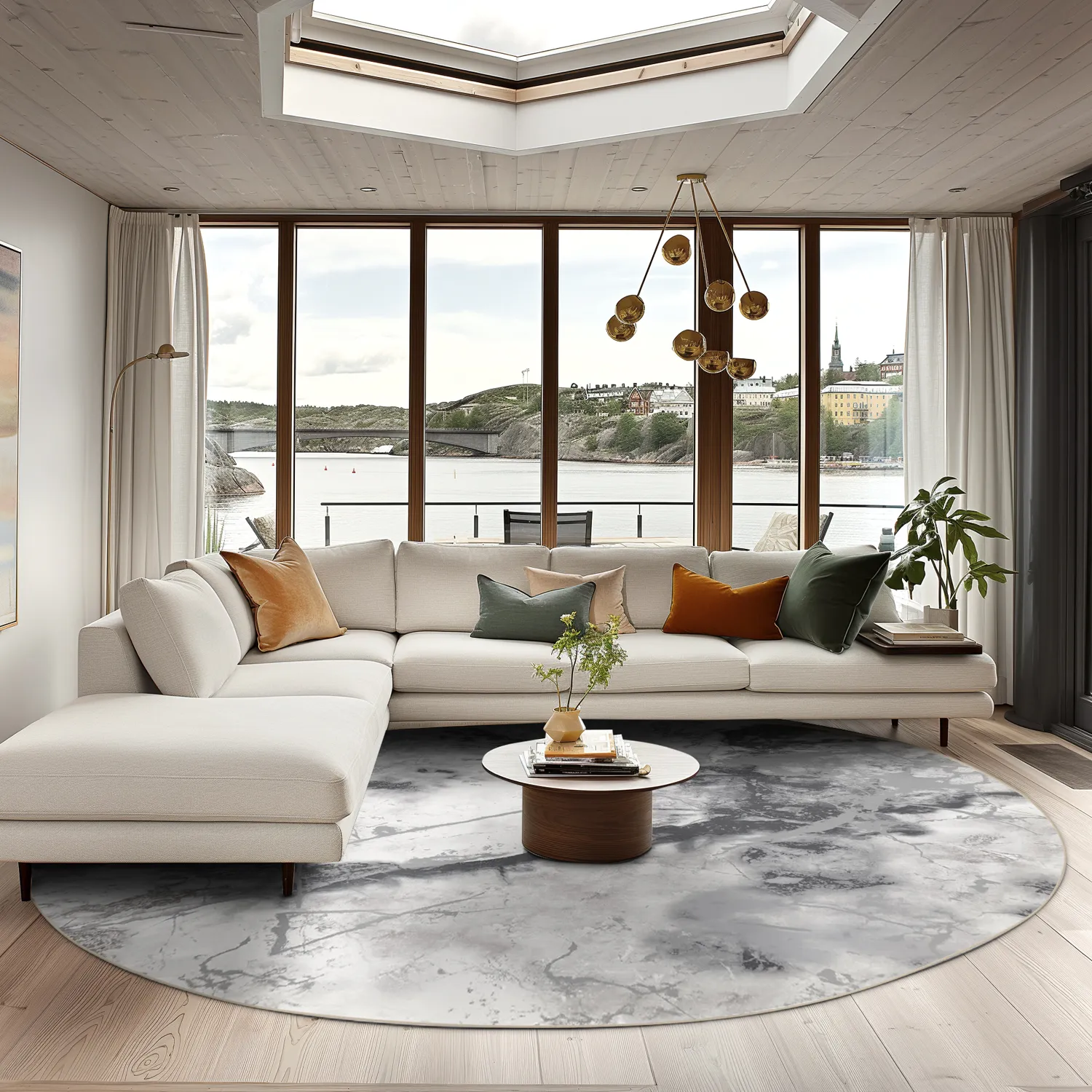 Kerek szőnyeg - Mermer (szürke/fehér)