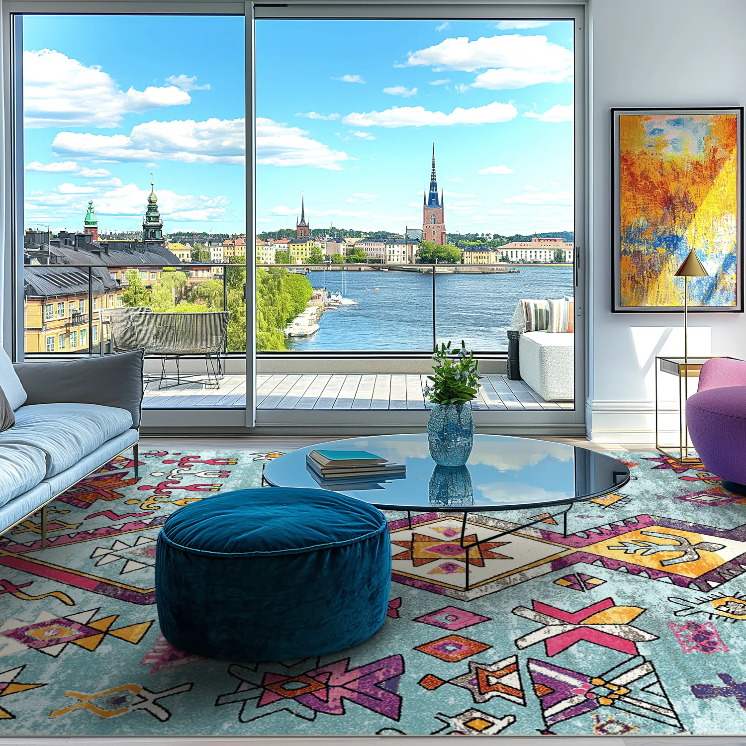 Wilton szőnyeg - Misare (kék/többszínű)