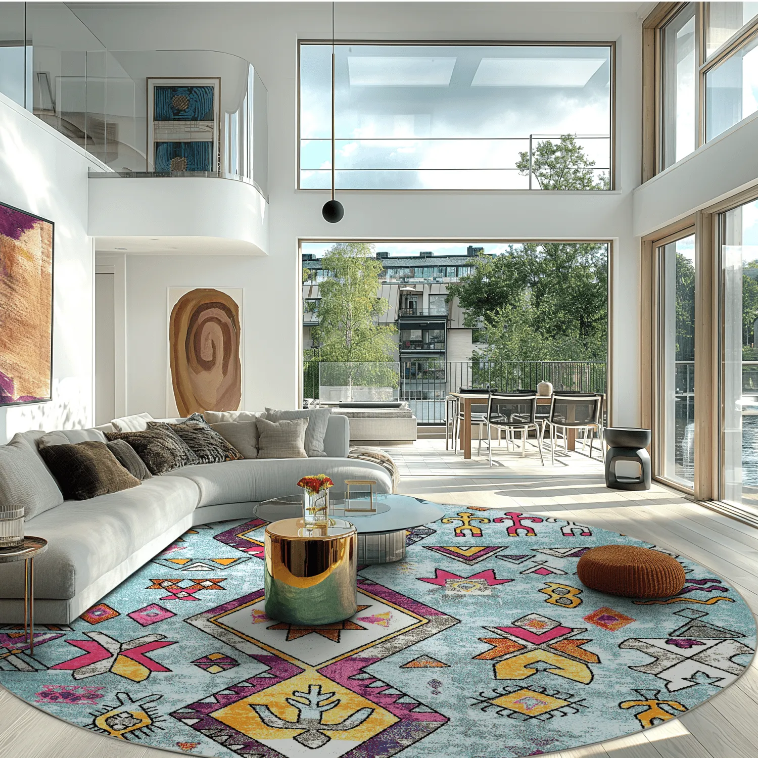 Kerek szőnyeg - Misare (kék/többszínű)