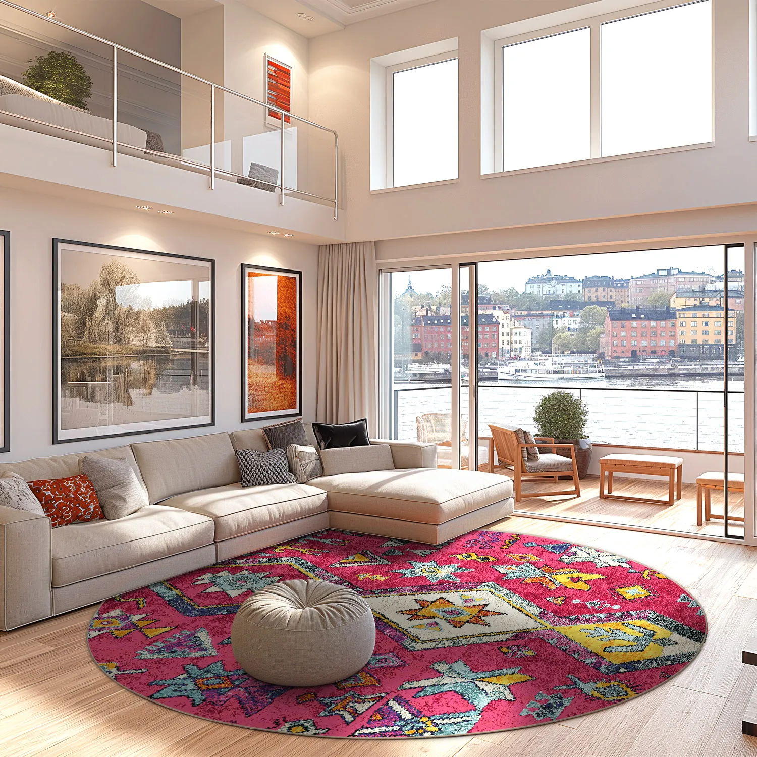 Kerek szőnyeg - Misare (rózsaszín/többszínű)