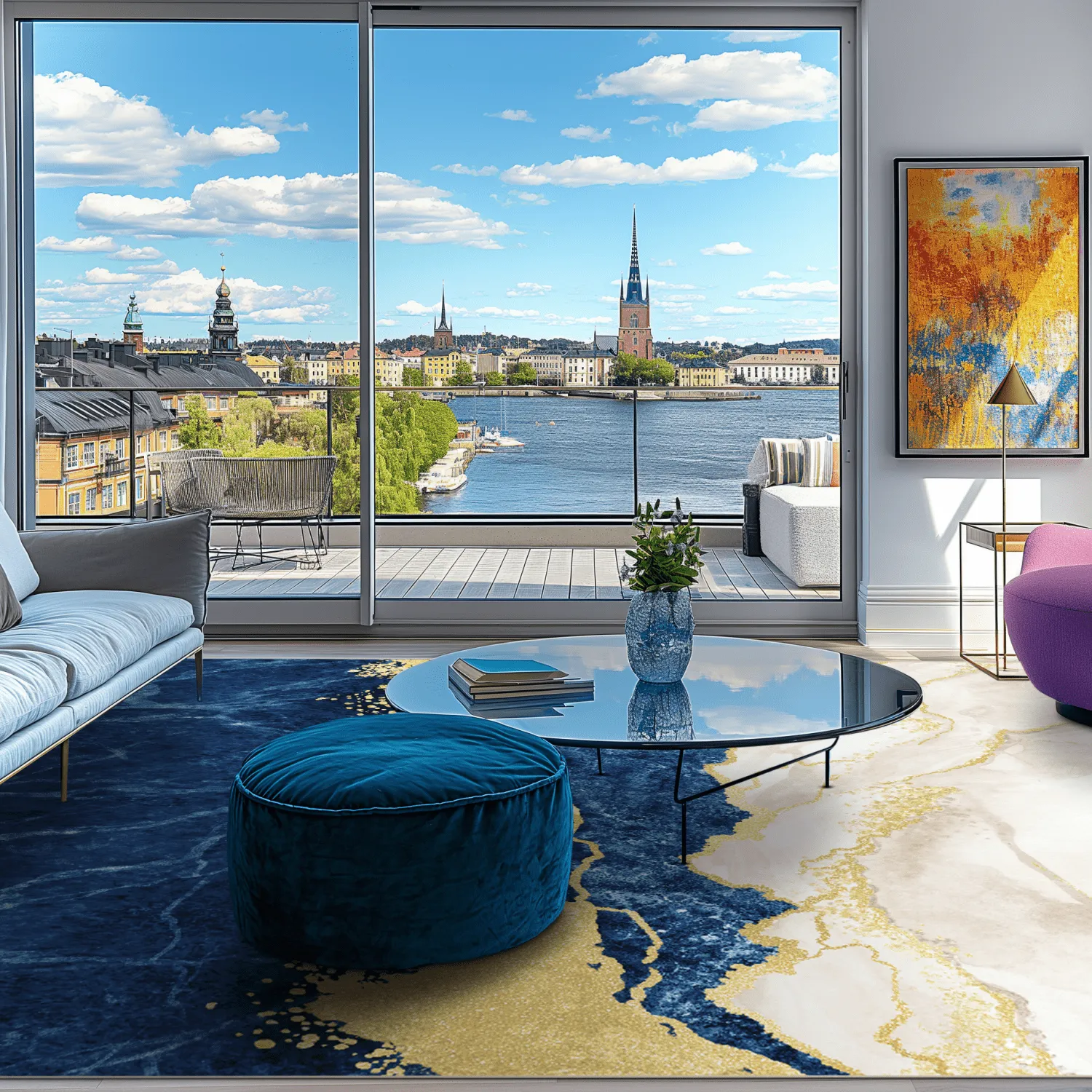 Wilton szőnyeg - Padova (kék/fehér/arany)