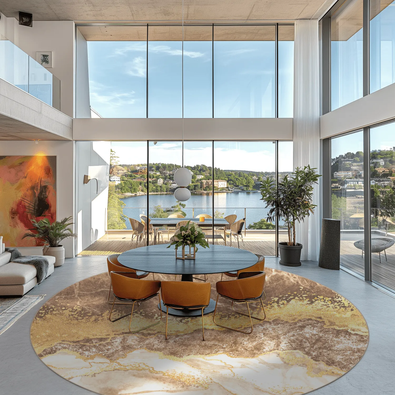 Kerek szőnyeg - Padova (barna/fehér/arany)