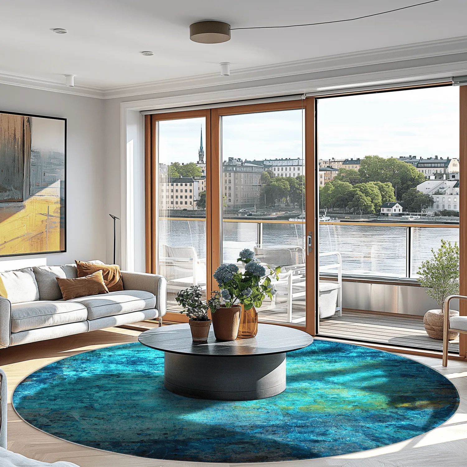 Kerek szőnyeg - Pardos (kék)