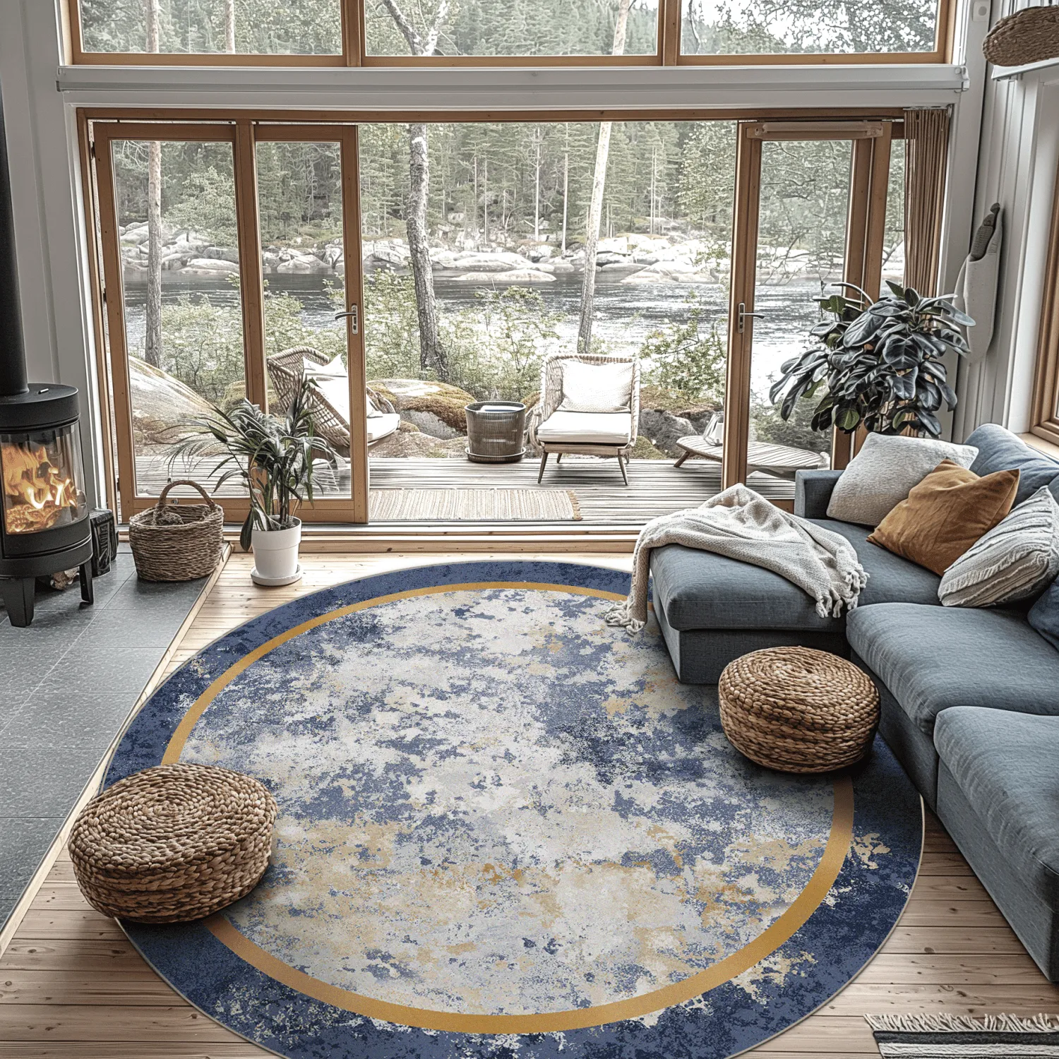 Kerek szőnyeg - Peri (kék/többszínű)